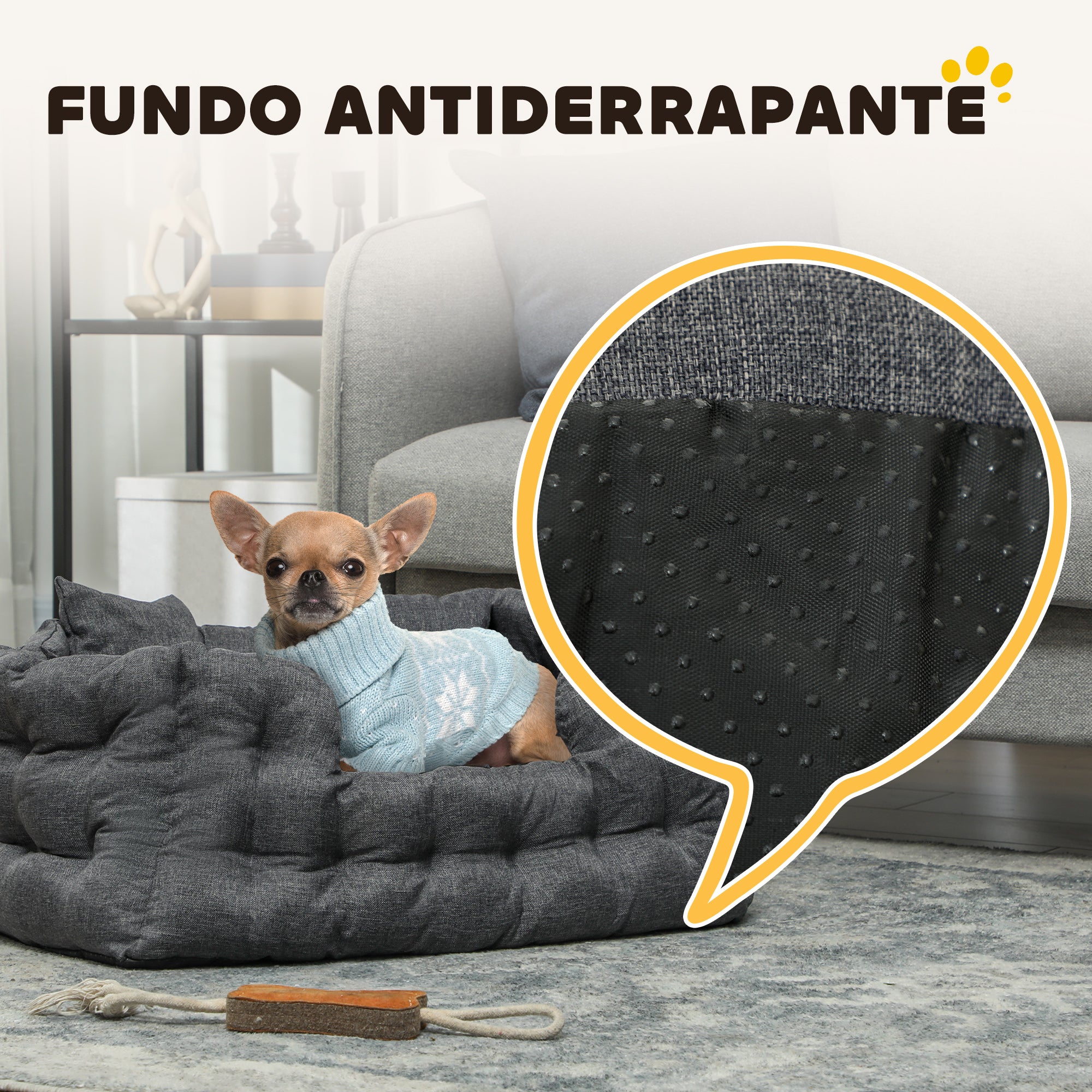 Cama para Cães Pequenos 70x50x30 cm Cinza