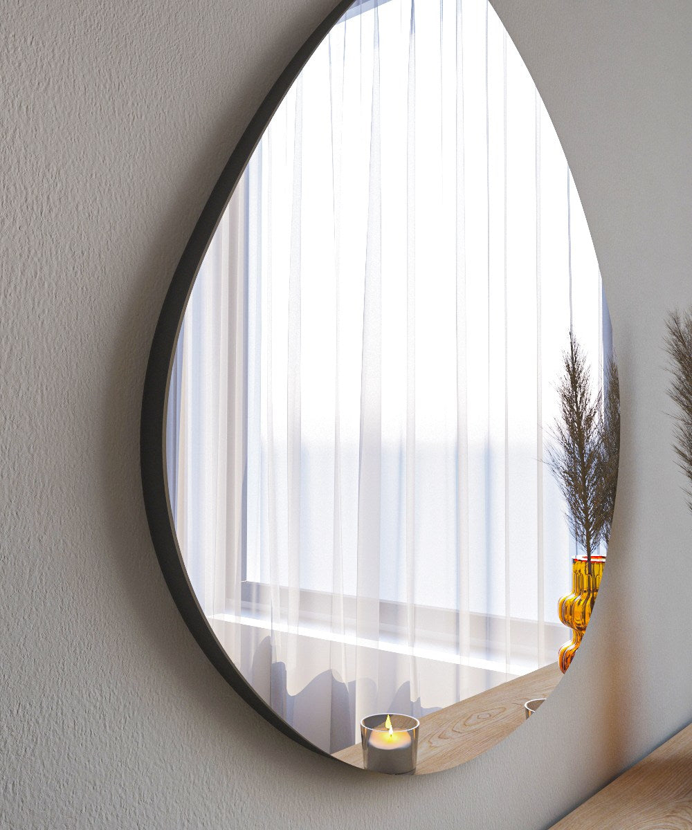 Espelho de cômoda elegante preto, 60 x 60 cm | 100% MDF, Flotal-E ecológico | Design de parede, perfeito para quartos e closets modernos