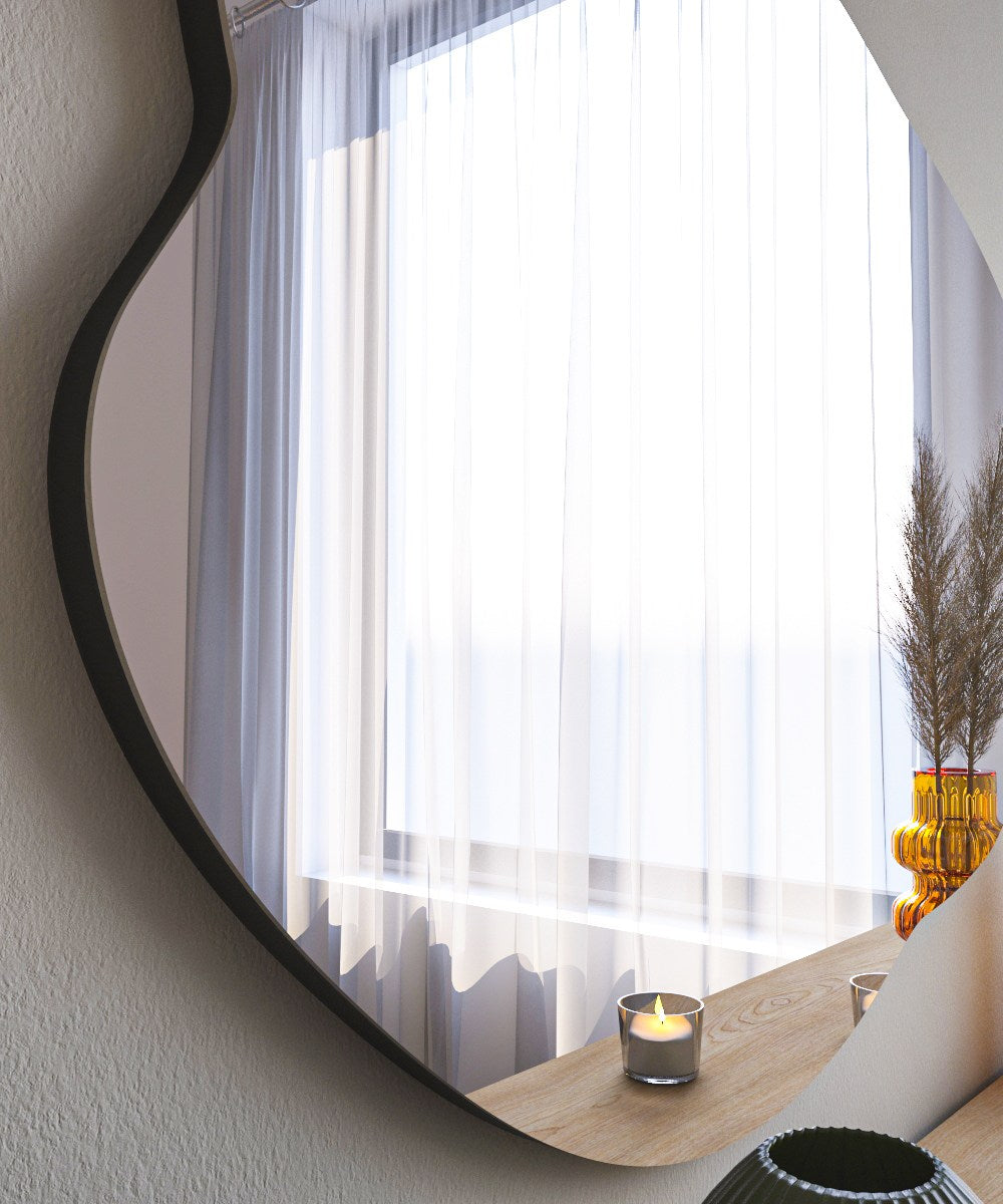 Espelho de cômoda elegante preto, 60 x 85 cm | 100% MDF, Flotal-E ecológico | Design de parede, perfeito para quartos e closets modernos