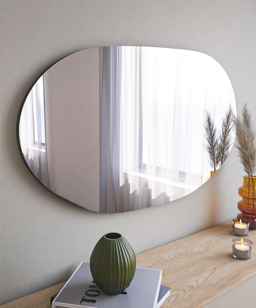 Espelho de cômoda elegante preto, 52 x 89 cm | 100% MDF, Flotal-E ecológico | Design de parede, perfeito para quartos e closets modernos