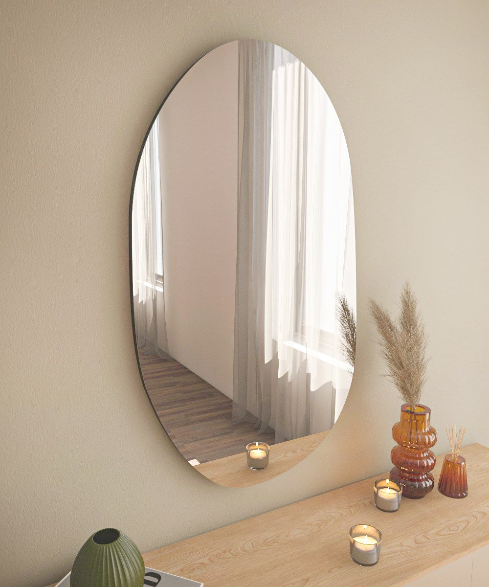Espelho de cômoda elegante preto, 52 x 89 cm | 100% MDF, Flotal-E ecológico | Design de parede, perfeito para quartos e closets modernos