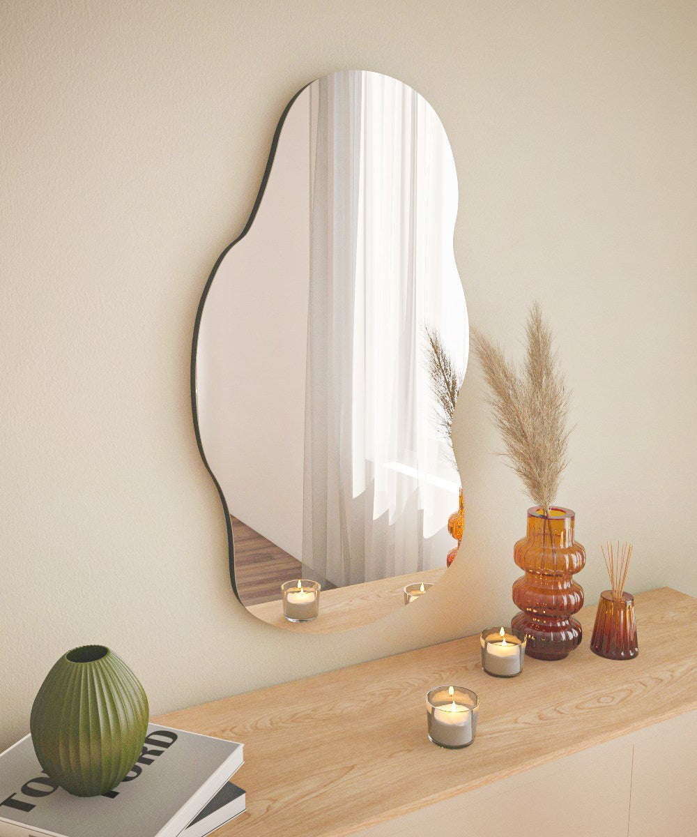 Espelho de cômoda elegante preto, 40 x 72 cm | 100% MDF, Flotal-E ecológico | Design de parede, perfeito para quartos e closets modernos