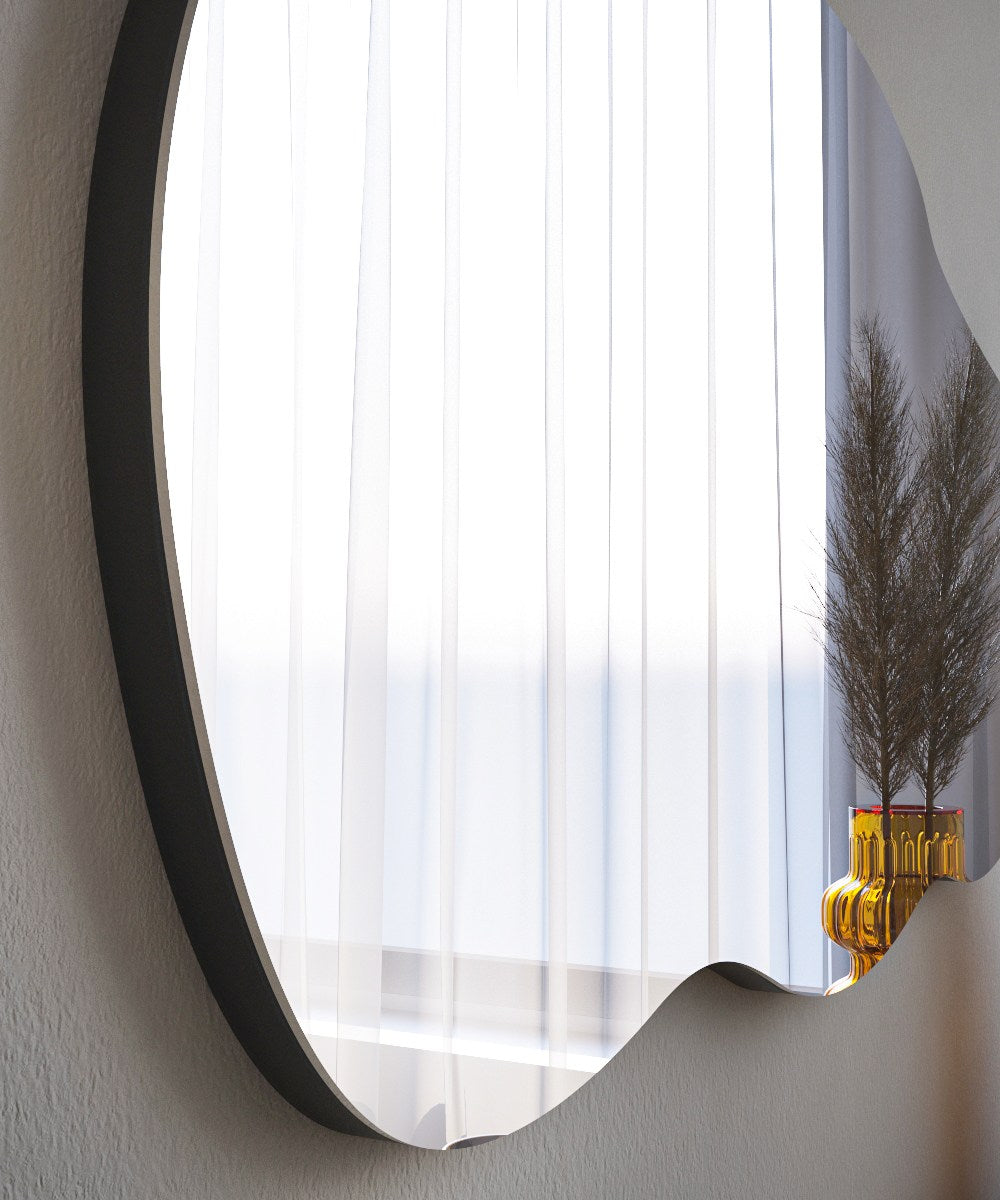 Espelho de cômoda elegante preto, 40 x 72 cm | 100% MDF, Flotal-E ecológico | Design de parede, perfeito para quartos e closets modernos