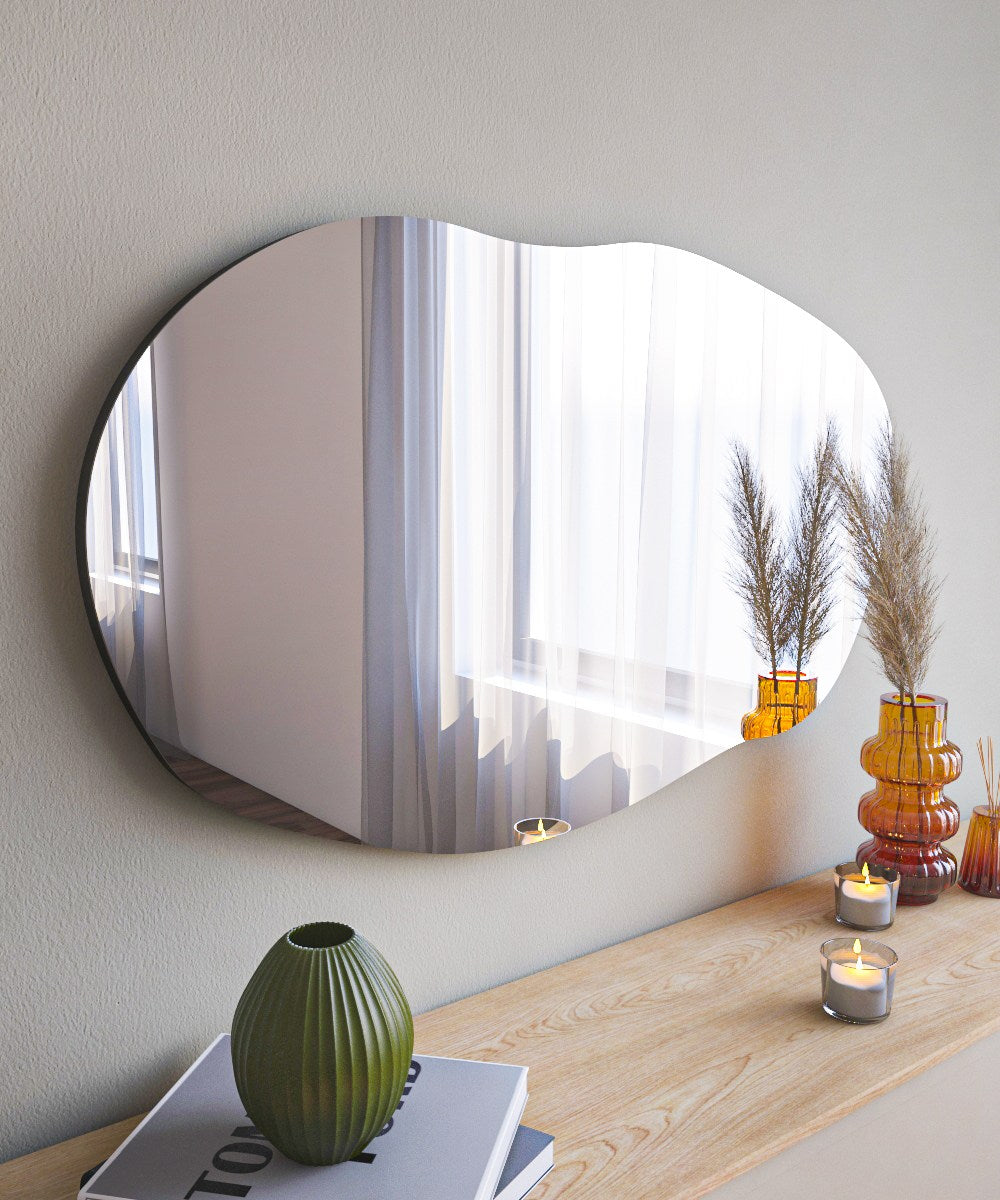 Espelho de cômoda elegante preto, 52 x 89 cm | 100% MDF, Flotal-E ecológico | Design de parede, perfeito para quartos e closets modernos