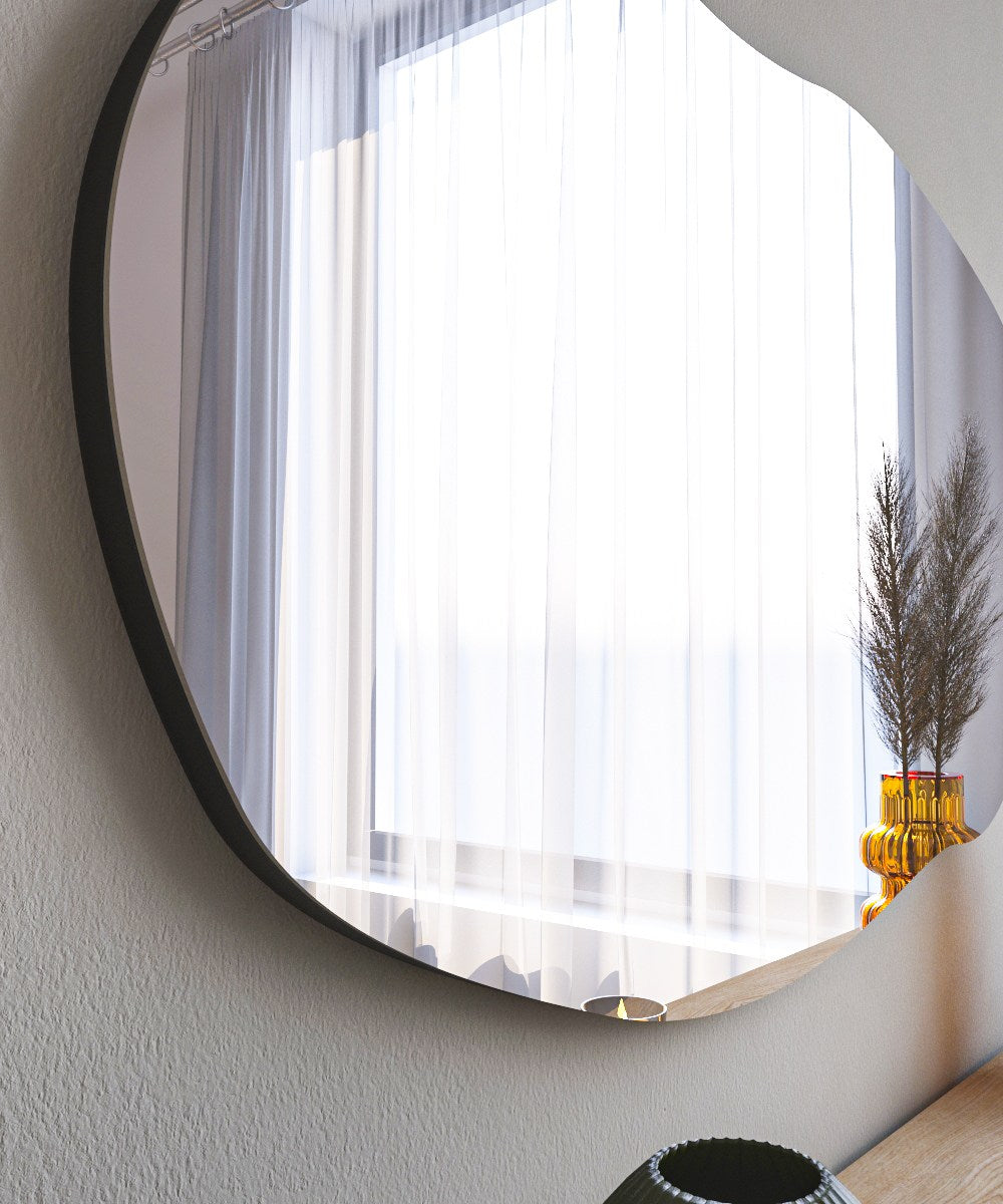 Espelho de cômoda elegante preto, 52 x 89 cm | 100% MDF, Flotal-E ecológico | Design de parede, perfeito para quartos e closets modernos