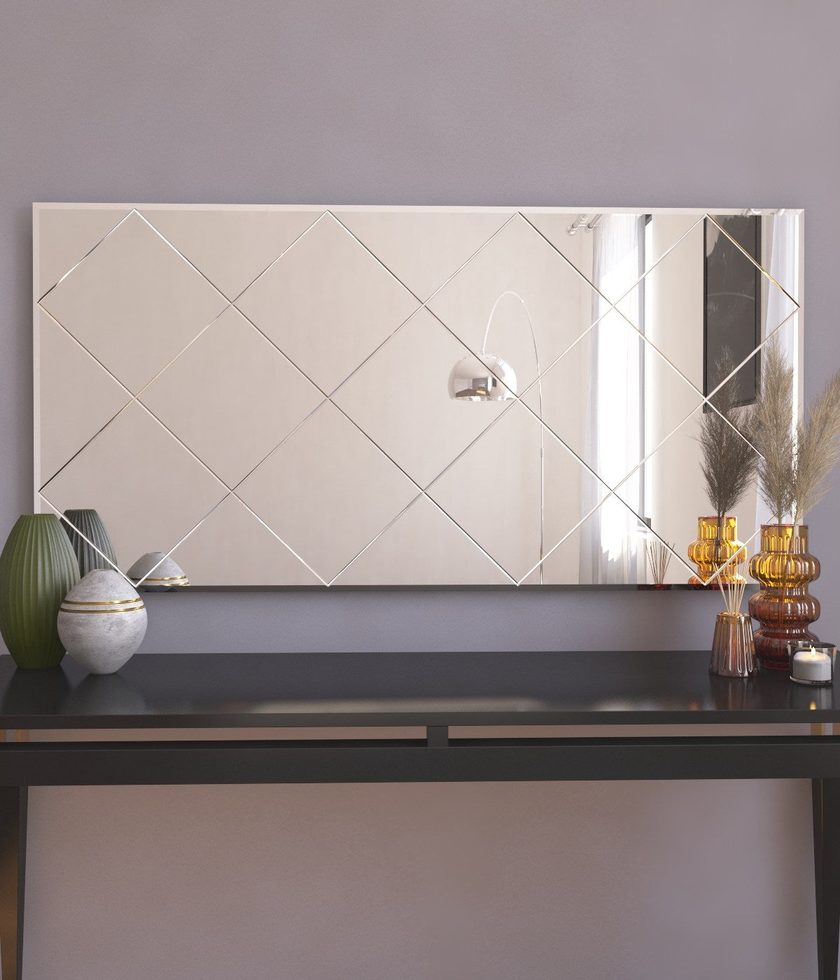 Espelho Argyle elegante, 60 x 120 cm, 100% MDF, Flotal-E ecológico, montável na parede, design branco elegante para decoração e espaços modernos