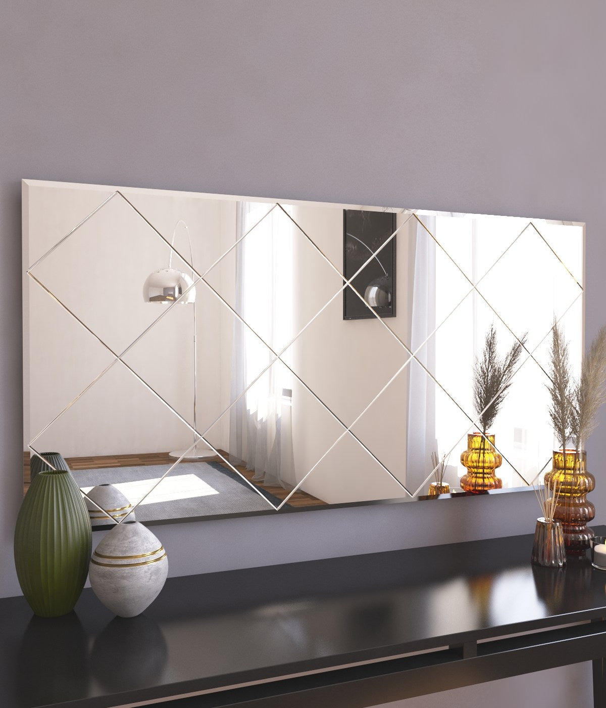 Espelho Argyle elegante, 60 x 120 cm, 100% MDF, Flotal-E ecológico, montável na parede, design branco elegante para decoração e espaços modernos