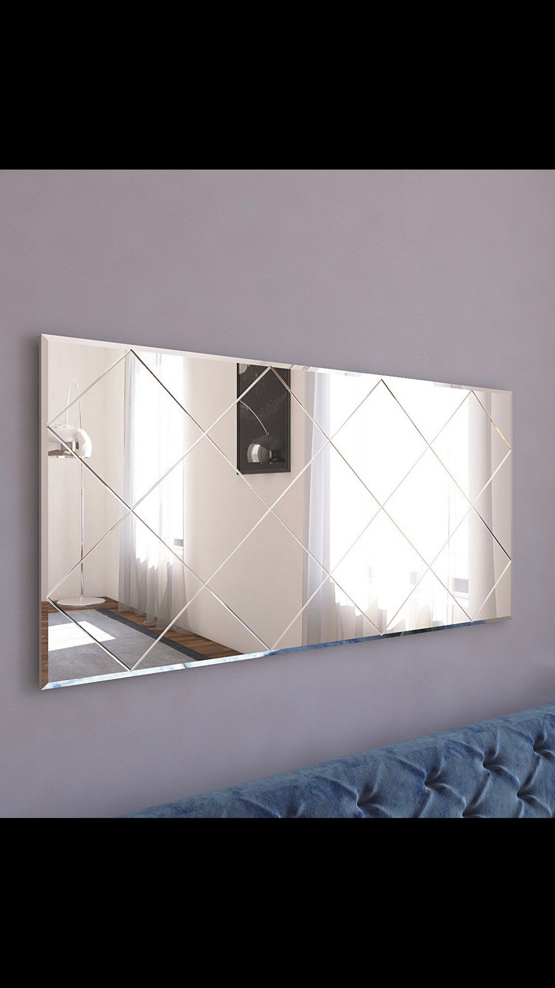 Espelho Argyle elegante, 60 x 120 cm, 100% MDF, Flotal-E ecológico, montável na parede, design branco elegante para decoração e espaços modernos