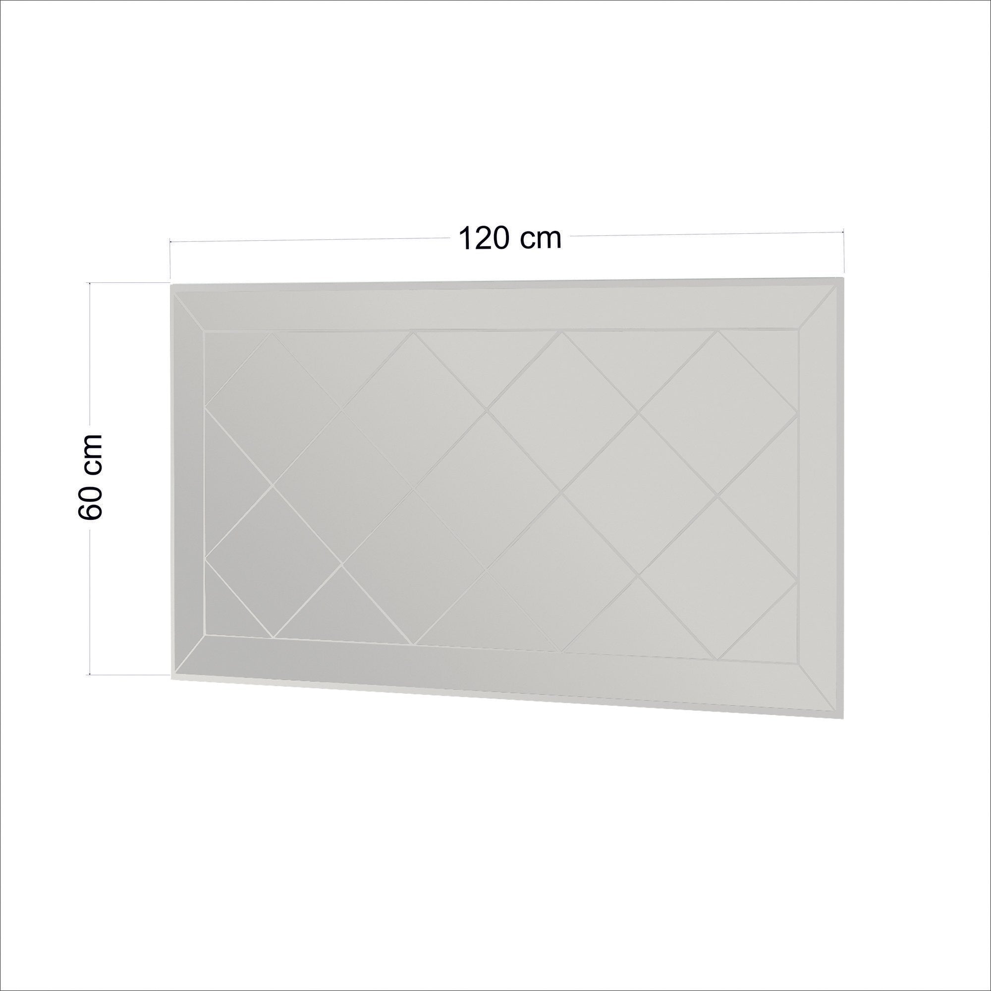 Espelho Argyle elegante, 60 x 120 cm, 100% MDF, Flotal-E ecológico, montável na parede, design branco elegante para decoração e espaços modernos