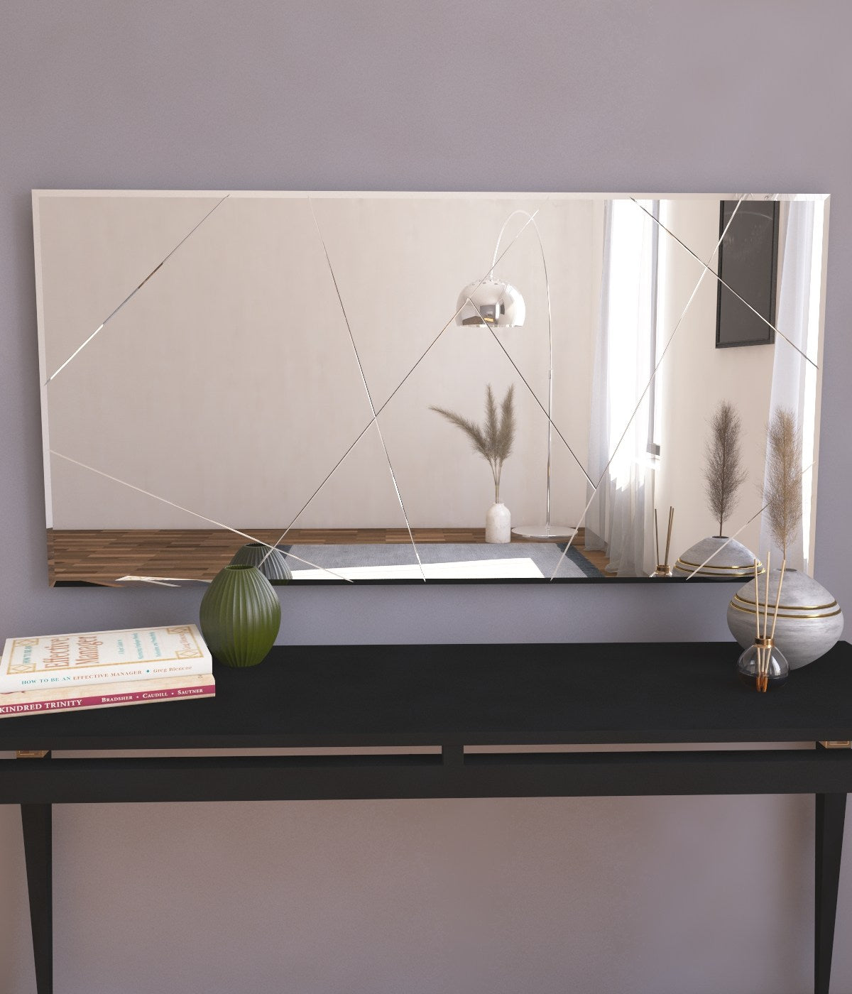 Espelho de Parede Elegante, 60 x 120 cm, 100% MDF, Design Ecológico Flotal-E, Acabamento Branco | Perfeito para Decoração de Casa e Espaços Modernos, Fácil de Montar na Parede