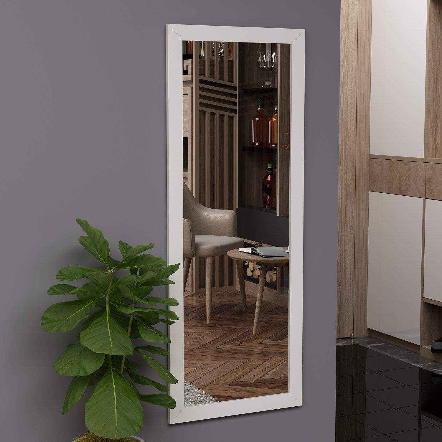 Espelho de parede branco elegante, 40 x 105 cm | 100% MDF, design ecológico Flotal-E | Perfeito para decoração moderna e espaços funcionais