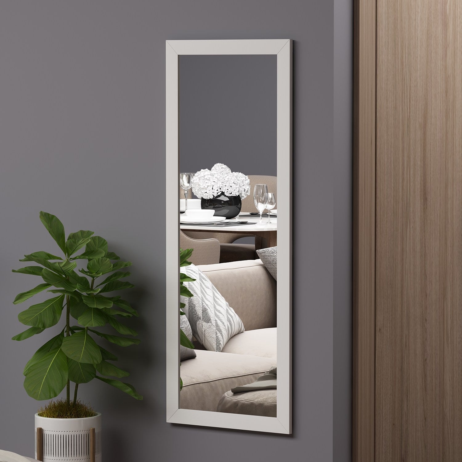 Espelho de parede branco elegante, 40 x 105 cm | 100% MDF, design ecológico Flotal-E | Perfeito para decoração moderna e espaços funcionais