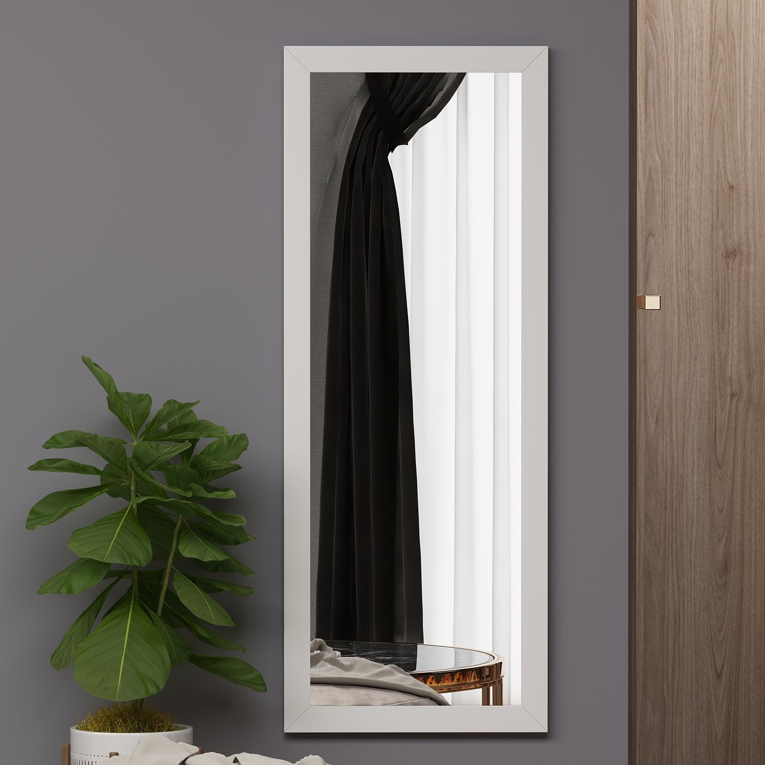 Espelho de parede branco elegante, 40 x 105 cm | 100% MDF, design ecológico Flotal-E | Perfeito para decoração moderna e espaços funcionais
