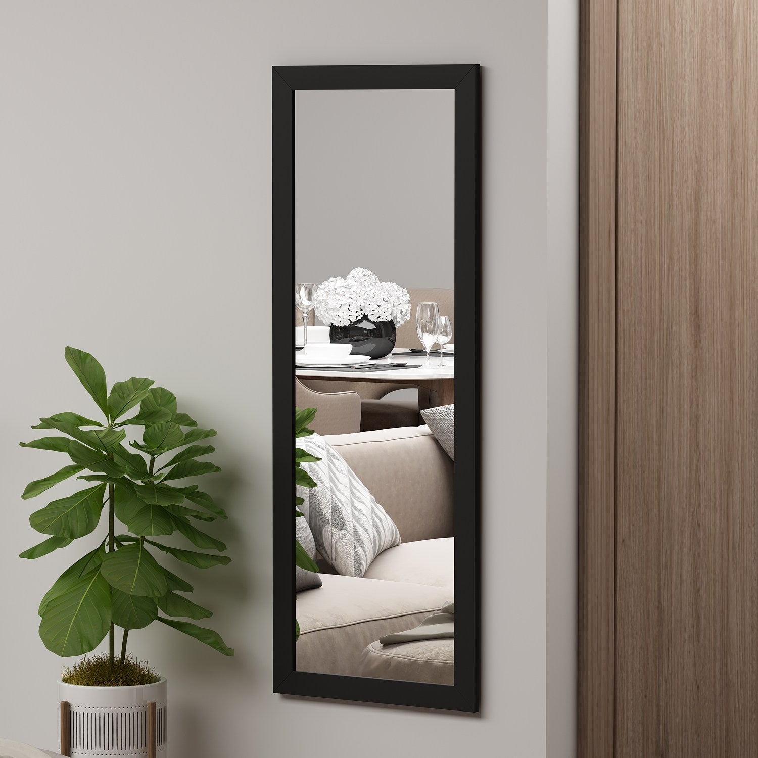 Espelho elegante de vidro preto, 40 x 105 cm | 100% MDF, Flotal-E ecológico | Design de parede para decoração moderna