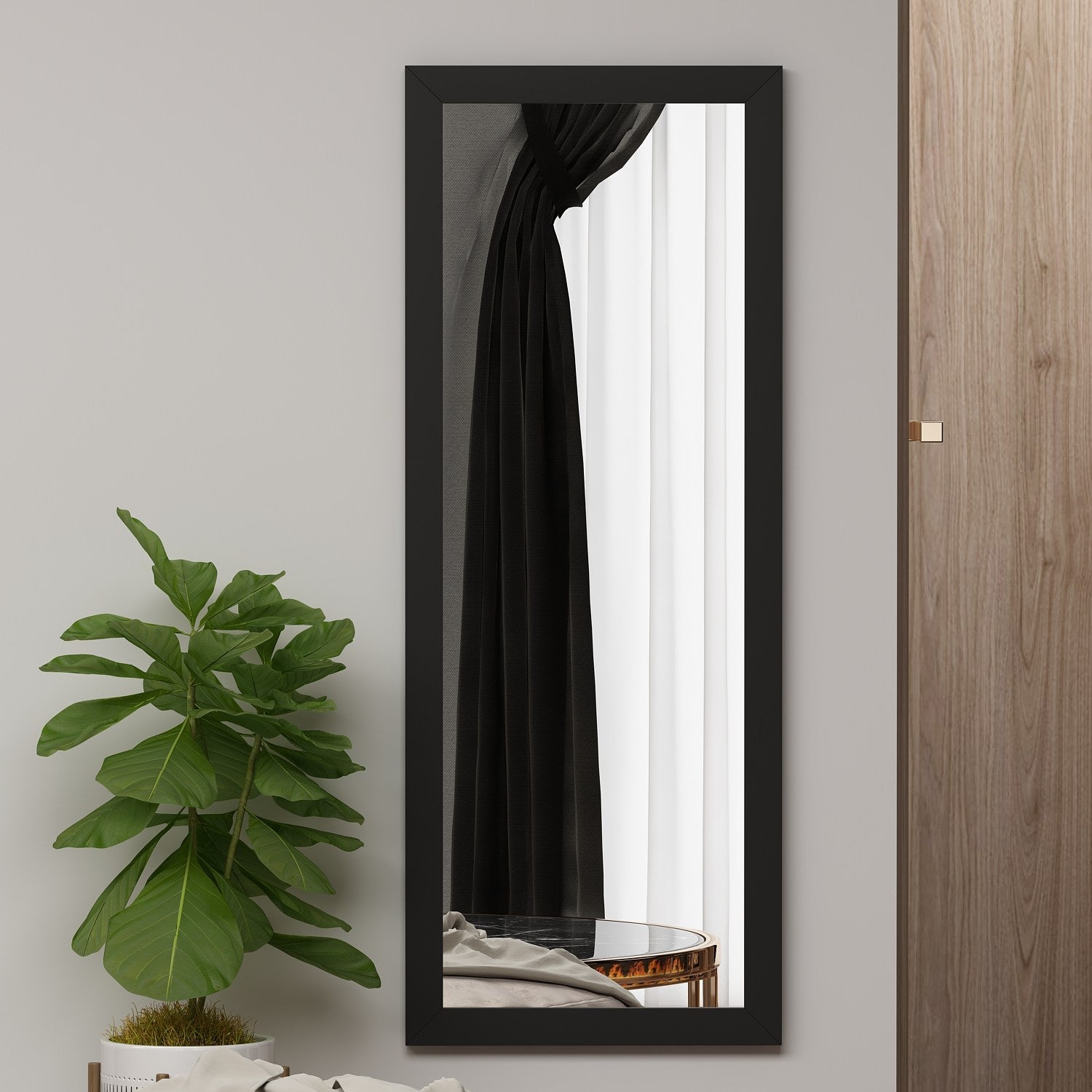 Espelho elegante de vidro preto, 40 x 105 cm | 100% MDF, Flotal-E ecológico | Design de parede para decoração moderna
