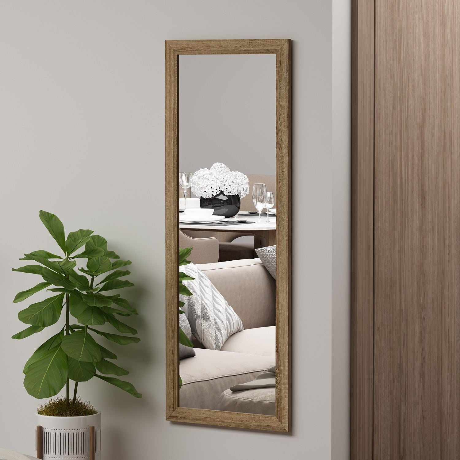 Espelho de Parede Elegante, 40 x 105 cm, 100% MDF, Design Ecológico Flotal-E, Cor Natural | Perfeito para Decoração de Casa e Espaços Funcionais