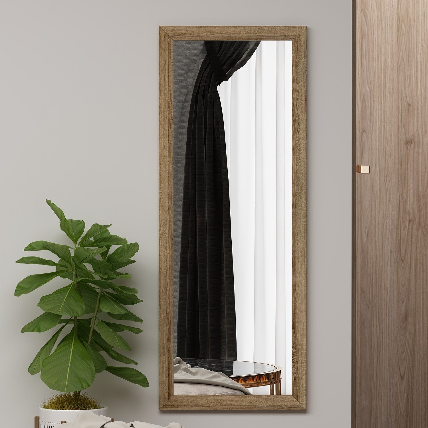 Espelho de Parede Elegante, 40 x 105 cm, 100% MDF, Design Ecológico Flotal-E, Cor Natural | Perfeito para Decoração de Casa e Espaços Funcionais