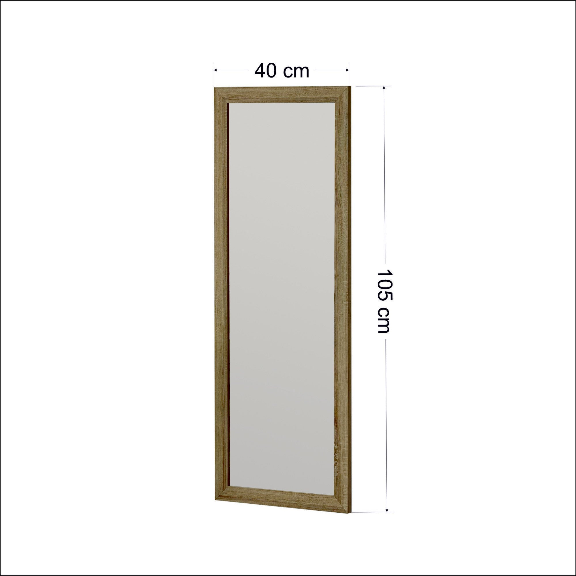 Espelho de Parede Elegante, 40 x 105 cm, 100% MDF, Design Ecológico Flotal-E, Cor Natural | Perfeito para Decoração de Casa e Espaços Funcionais