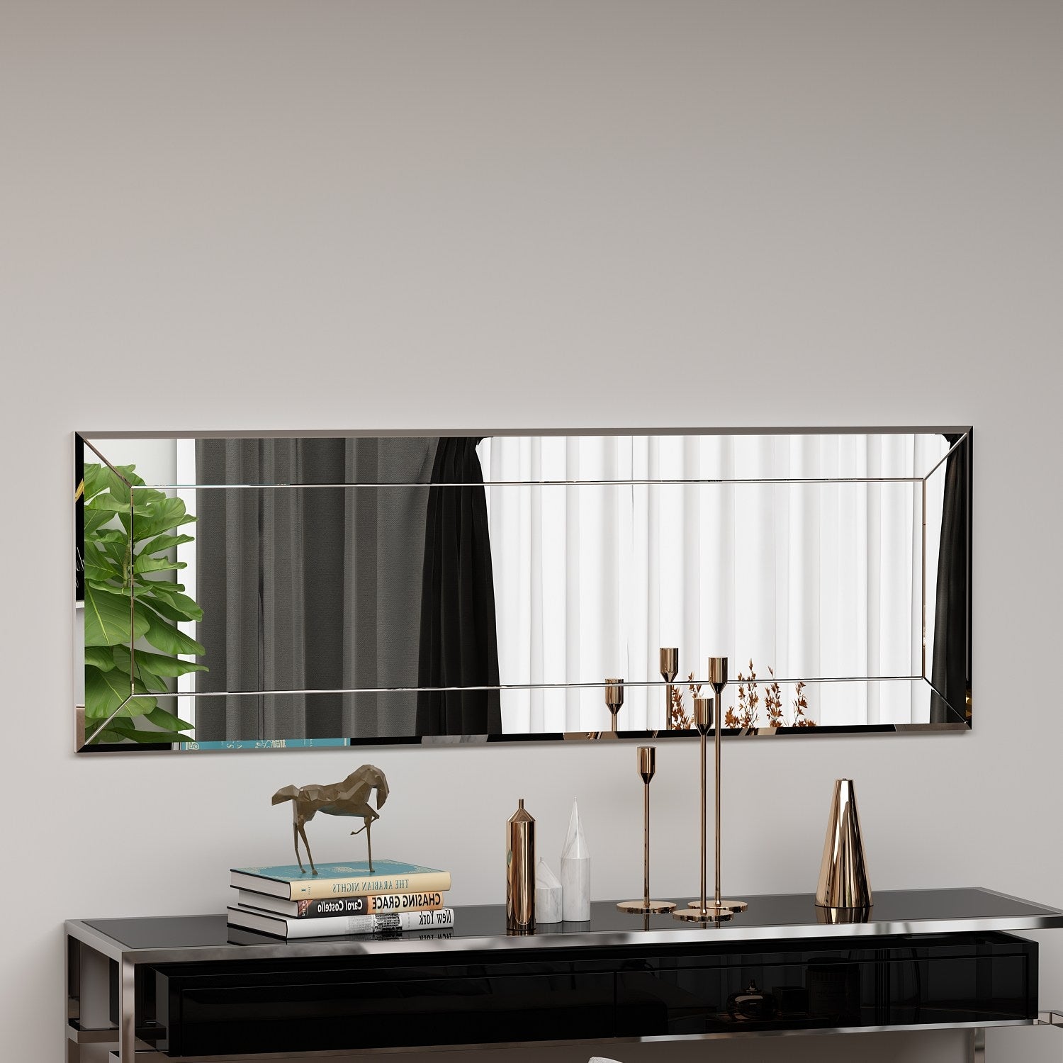 Espelho de cômoda branco elegante, 40 x 120 cm | 100% MDF, Flotal-E ecológico | Design de parede, perfeito para quartos e closets modernos