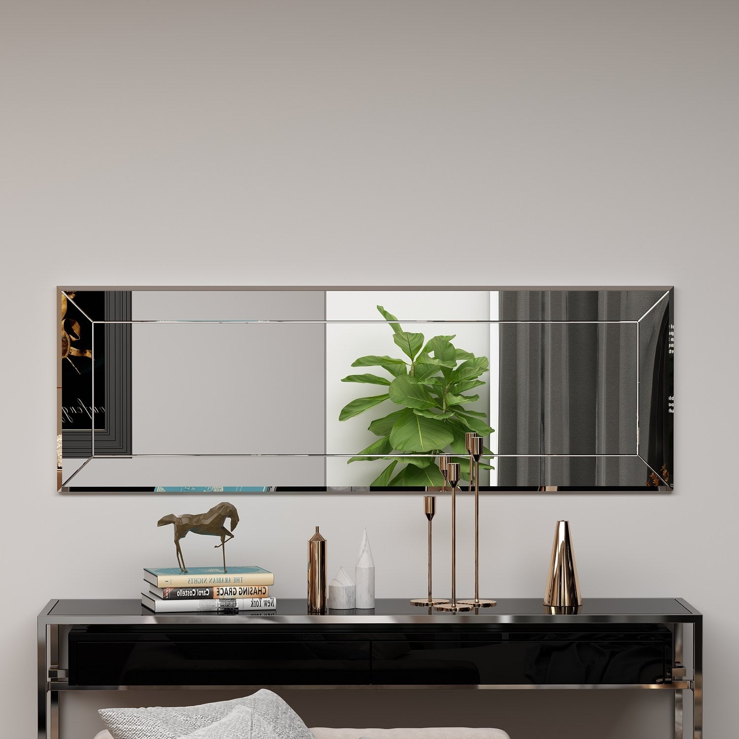 Espelho de cômoda branco elegante, 40 x 120 cm | 100% MDF, Flotal-E ecológico | Design de parede, perfeito para quartos e closets modernos