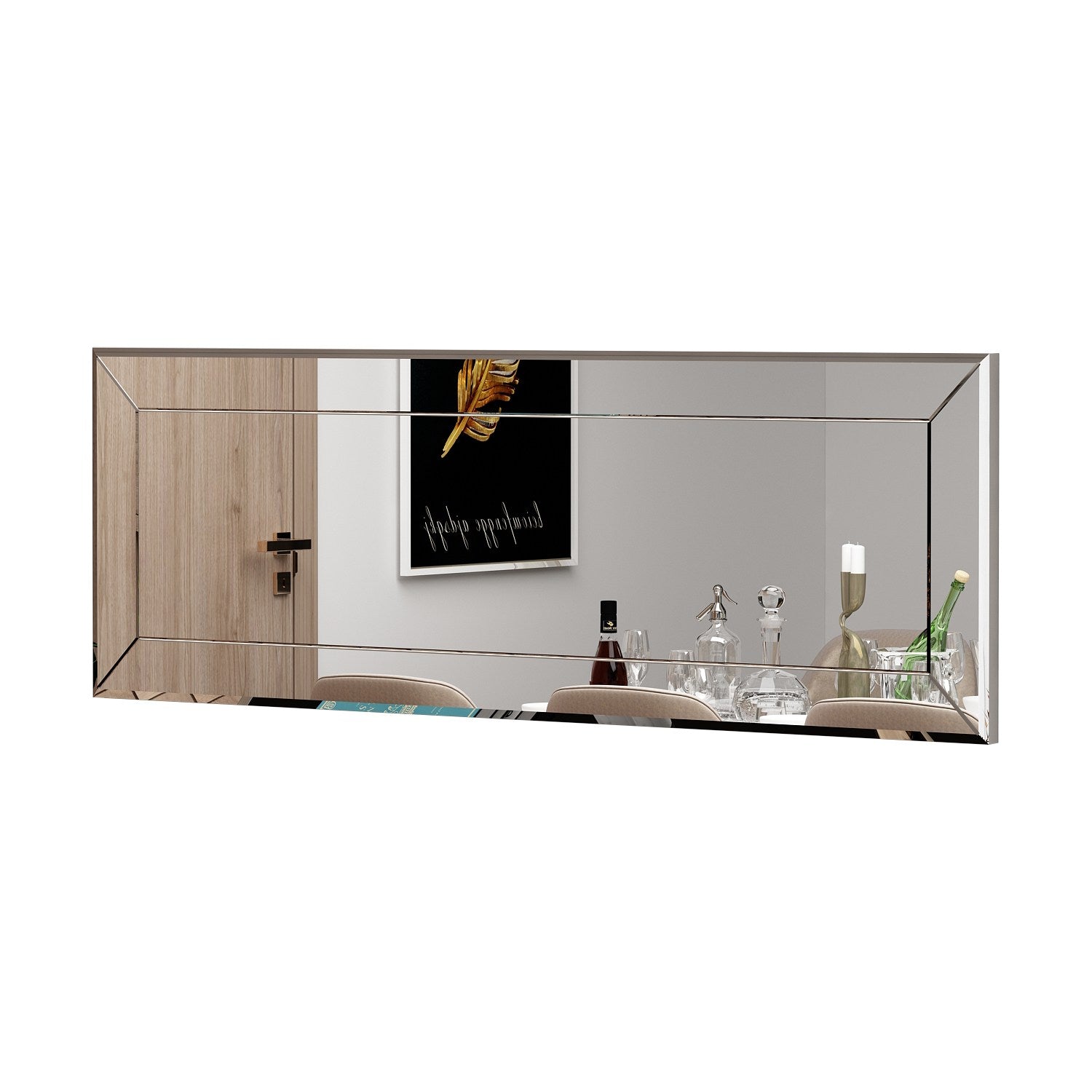 Espelho de cômoda branco elegante, 40 x 120 cm | 100% MDF, Flotal-E ecológico | Design de parede, perfeito para quartos e closets modernos