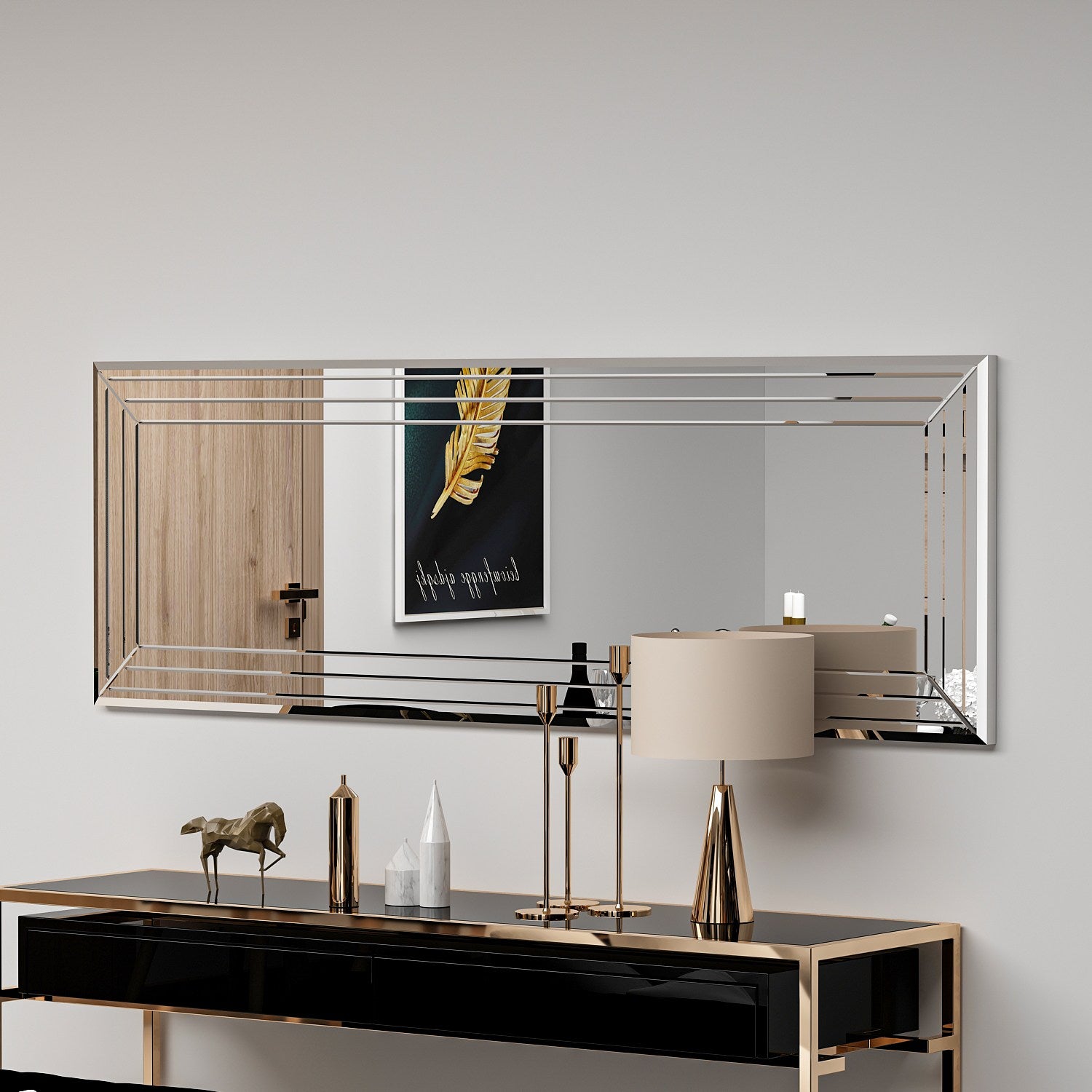 Espelho de cômoda branco elegante, 40 x 120 cm | 100% MDF, Flotal-E ecológico | Design de parede, perfeito para quartos e closets modernos