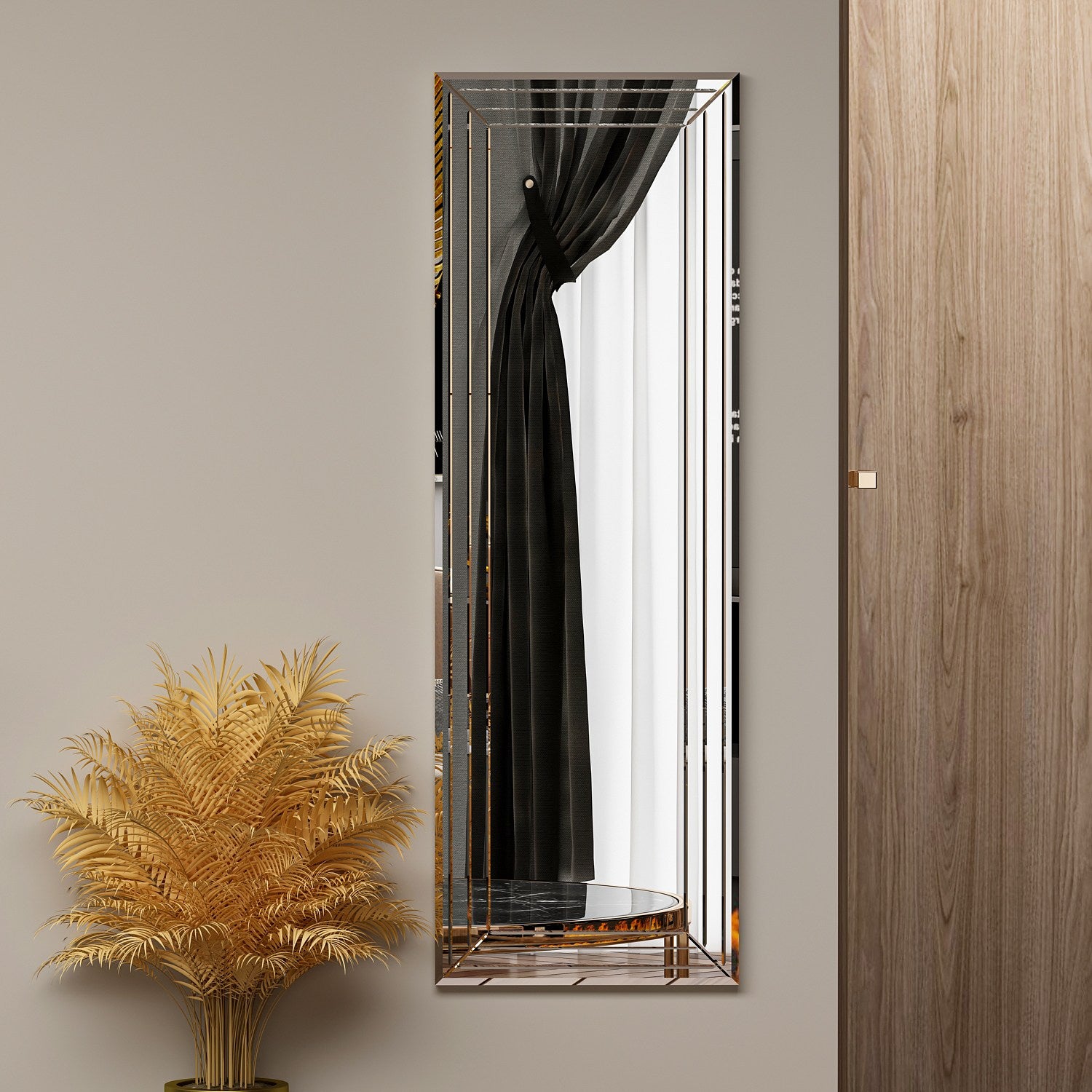 Espelho de cômoda branco elegante, 40 x 120 cm | 100% MDF, Flotal-E ecológico | Design de parede, perfeito para quartos e closets modernos