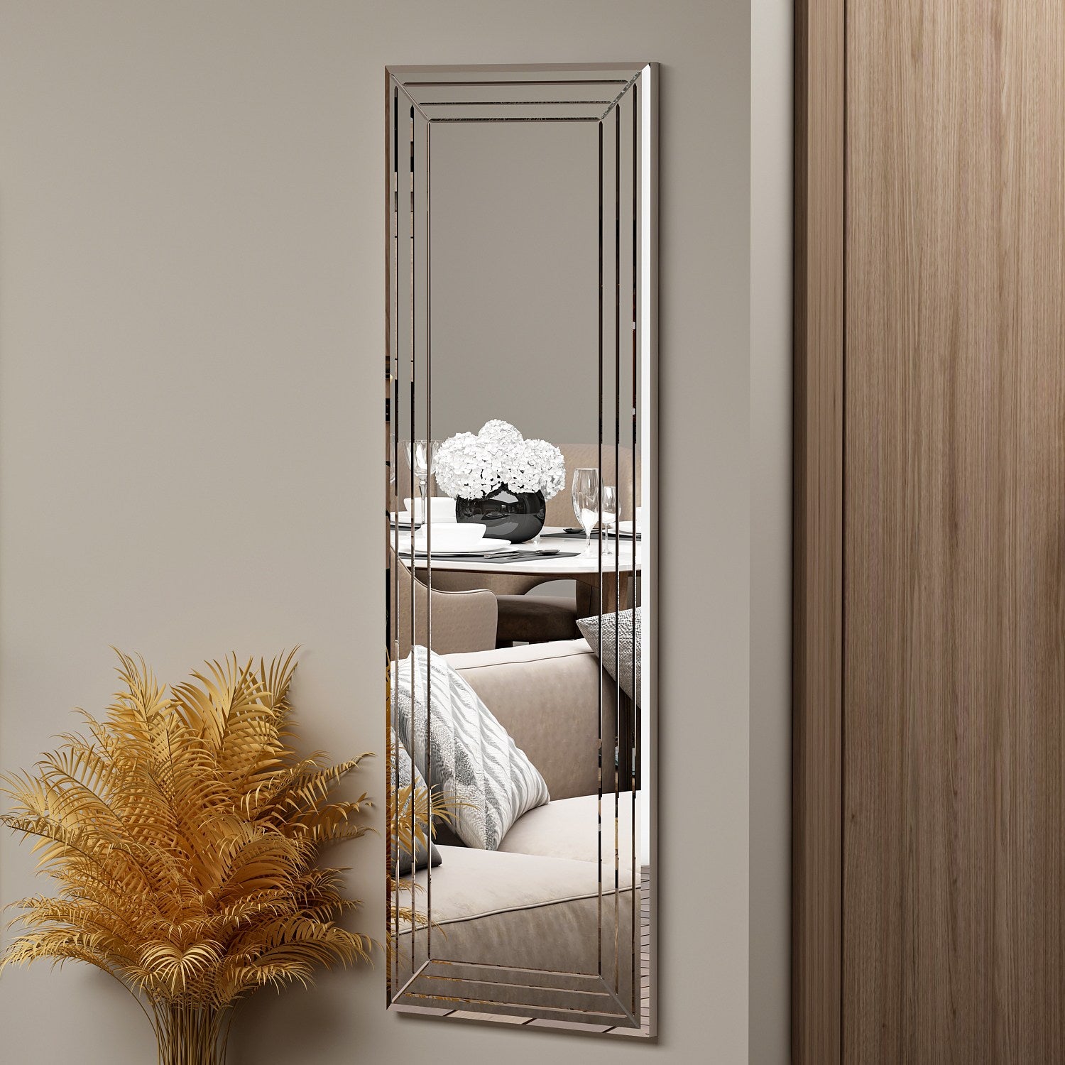 Espelho de cômoda branco elegante, 40 x 120 cm | 100% MDF, Flotal-E ecológico | Design de parede, perfeito para quartos e closets modernos