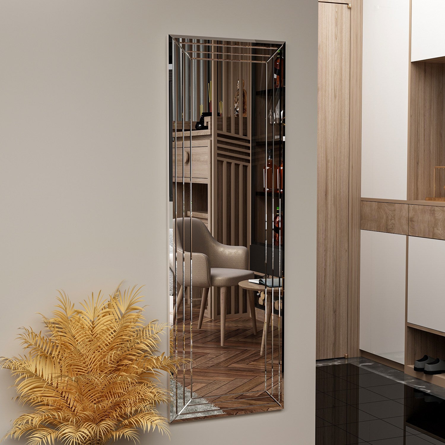 Espelho de cômoda branco elegante, 40 x 120 cm | 100% MDF, Flotal-E ecológico | Design de parede, perfeito para quartos e closets modernos