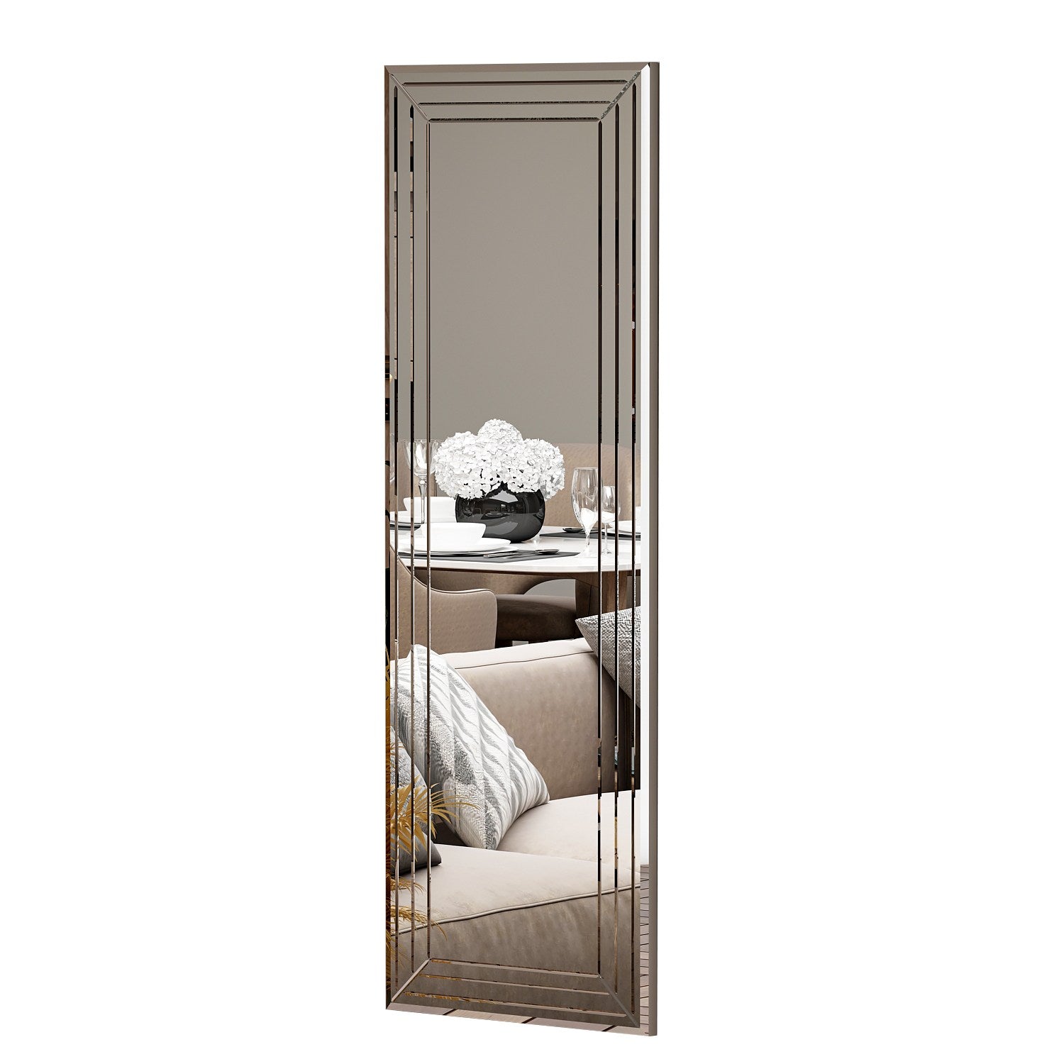 Espelho de cômoda branco elegante, 40 x 120 cm | 100% MDF, Flotal-E ecológico | Design de parede, perfeito para quartos e closets modernos