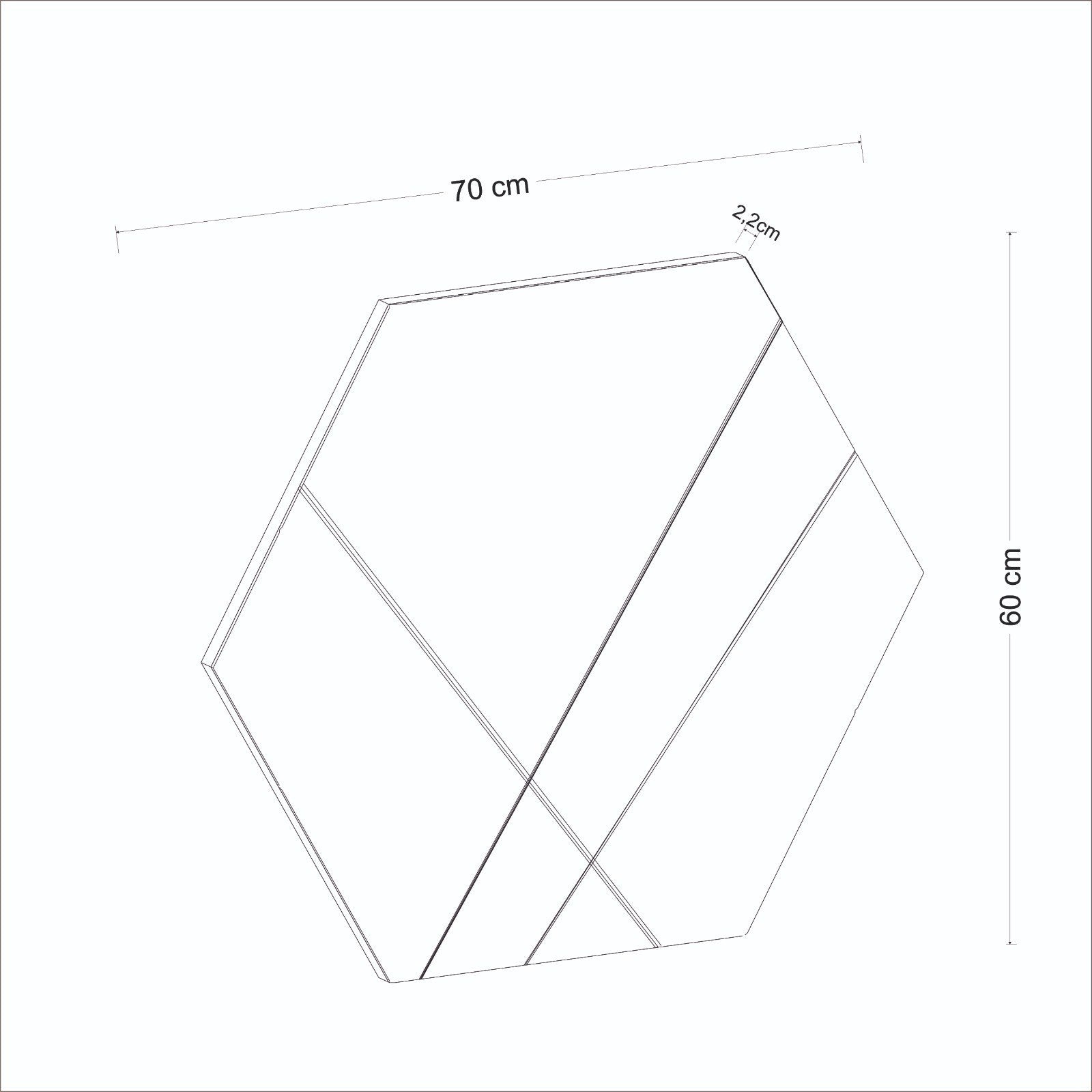 Espelho de Parede Hexagonal Elegante, 70 x 60 cm, 100% MDF, Flotal-E Ecológico, Acabamento Branco | Perfeito para Decoração Moderna e Espaços Elegantes