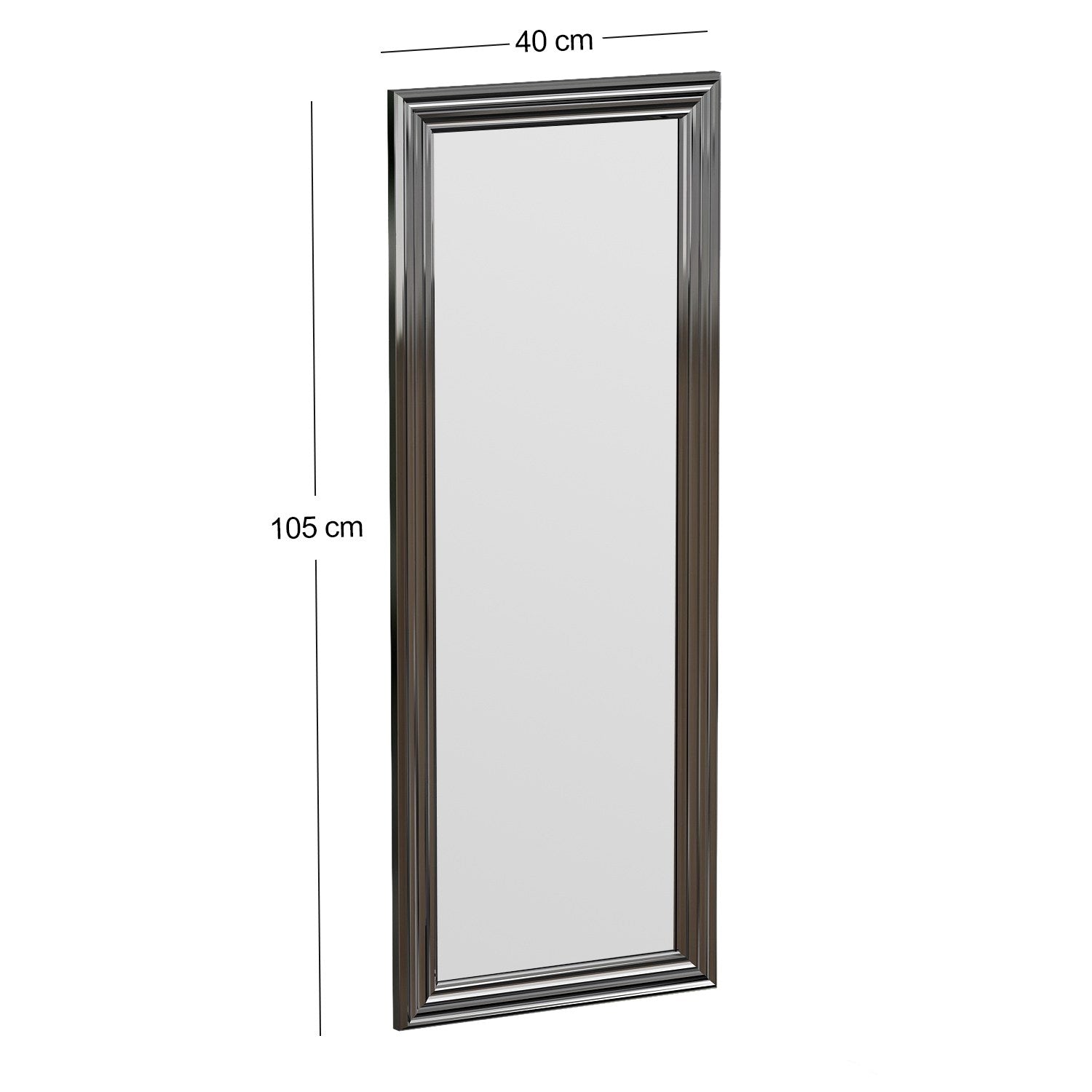 Espelho elegante com moldura prateada, 40 x 105 x 3 cm | 100% MDF, Flotal-E ecológico | Montável na parede, perfeito para decoração moderna e entradas