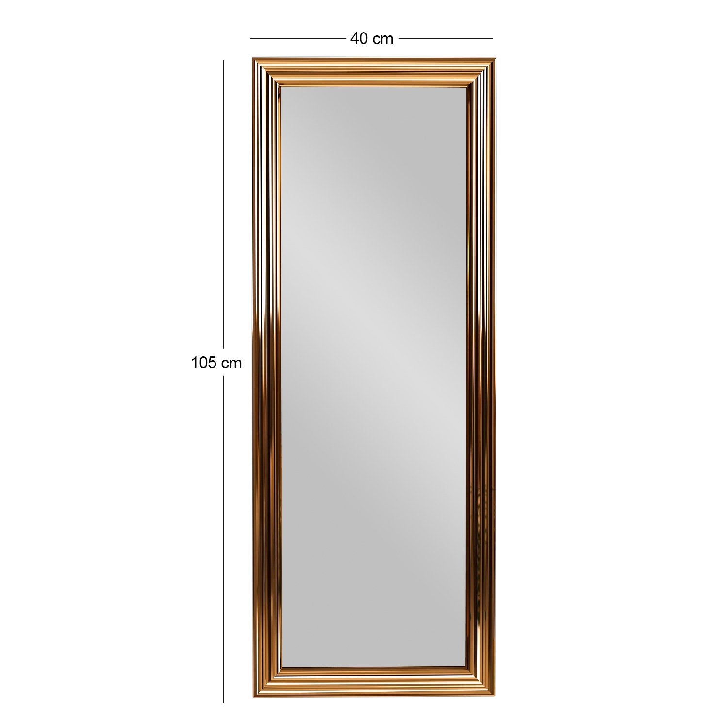 Espelho elegante com moldura de bronze, 40 x 105 x 3 cm | 100% MDF, espelho ecológico Flotal-E | Montável na parede, perfeito para decoração moderna