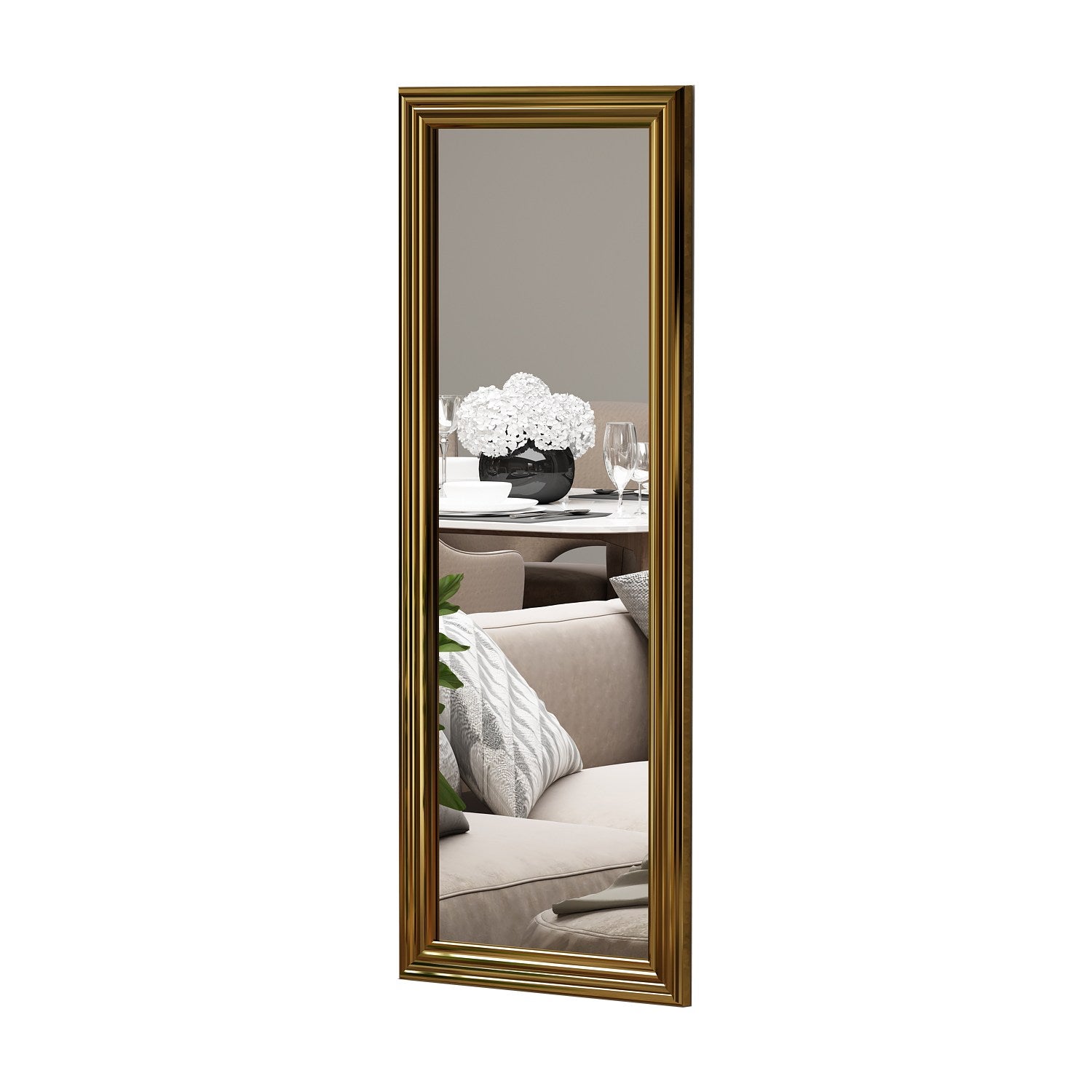 Espelho elegante com moldura dourada, 40 x 105 x 3 cm | 100% MDF e Flotal-E ecológico | Montável na parede, perfeito para decoração elegante