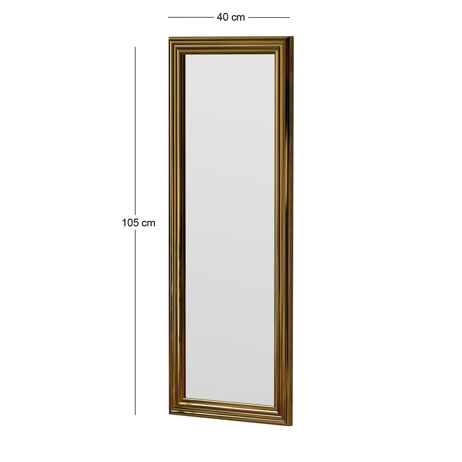 Espelho elegante com moldura dourada, 40 x 105 x 3 cm | 100% MDF e Flotal-E ecológico | Montável na parede, perfeito para decoração elegante