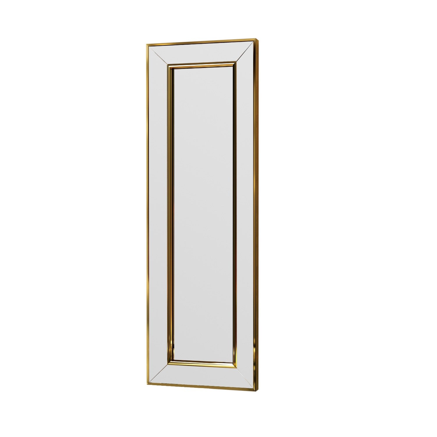 Espelho elegante com moldura dourada, 30 x 90 cm | 100% MDF, Flotal-E ecológico | Montável na parede, um complemento elegante para qualquer decoração de casa