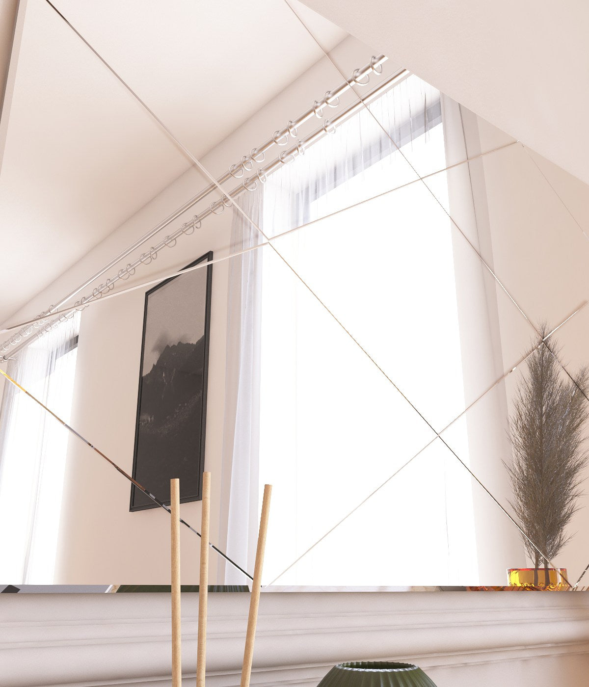 Espelho Argyle Elegante, 50 x 75 cm, 100% MDF, Flotal-E Ecológico, Montável na Parede, Design Branco Elegante | Perfeito para Decoração Moderna