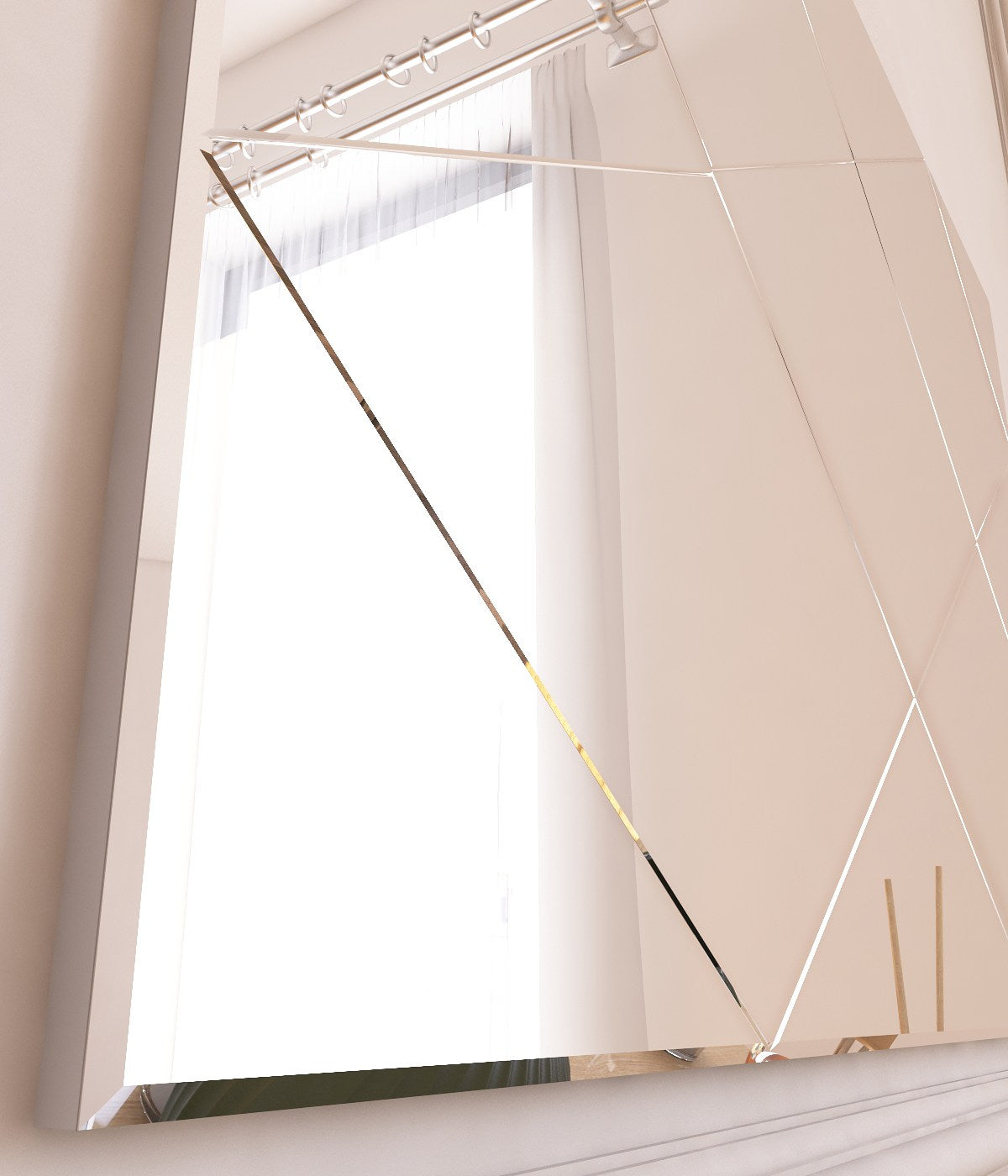 Espelho Argyle Elegante, 50 x 75 cm, 100% MDF, Flotal-E Ecológico, Montável na Parede, Design Branco Elegante | Perfeito para Decoração Moderna