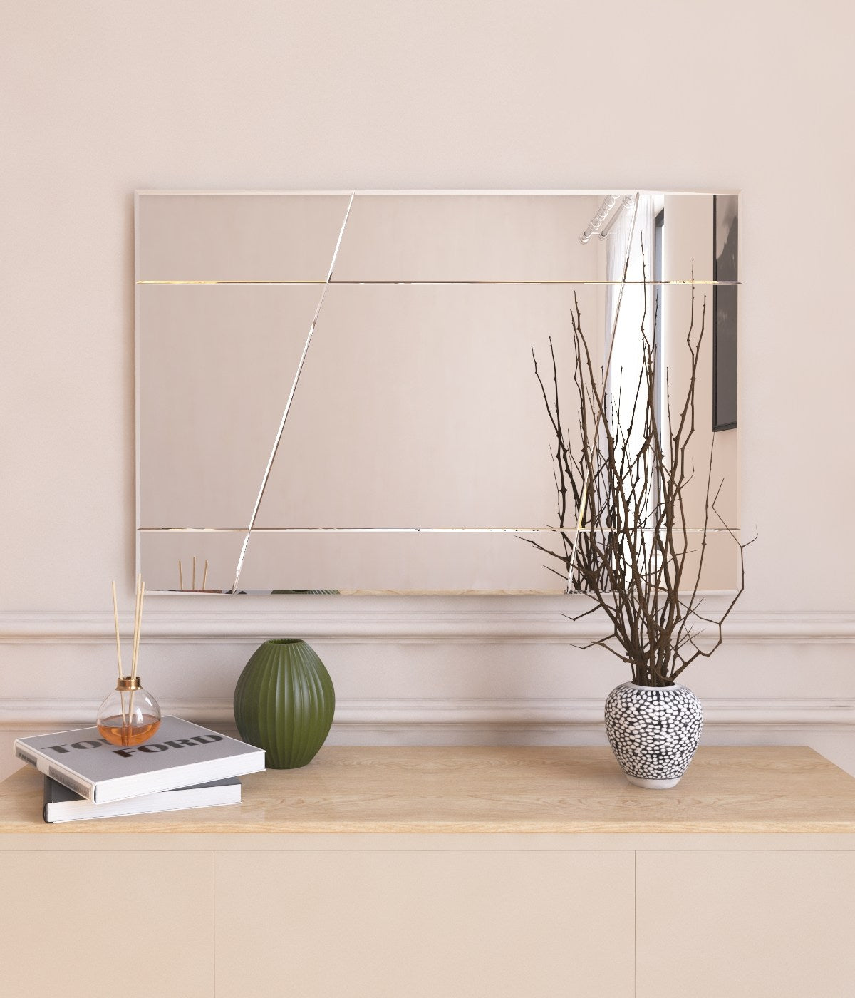 Espelho de cômoda elegante, 50 x 75 cm, branco | 100% MDF, Flotal-E ecológico | Design de parede, perfeito para quartos e closets modernos