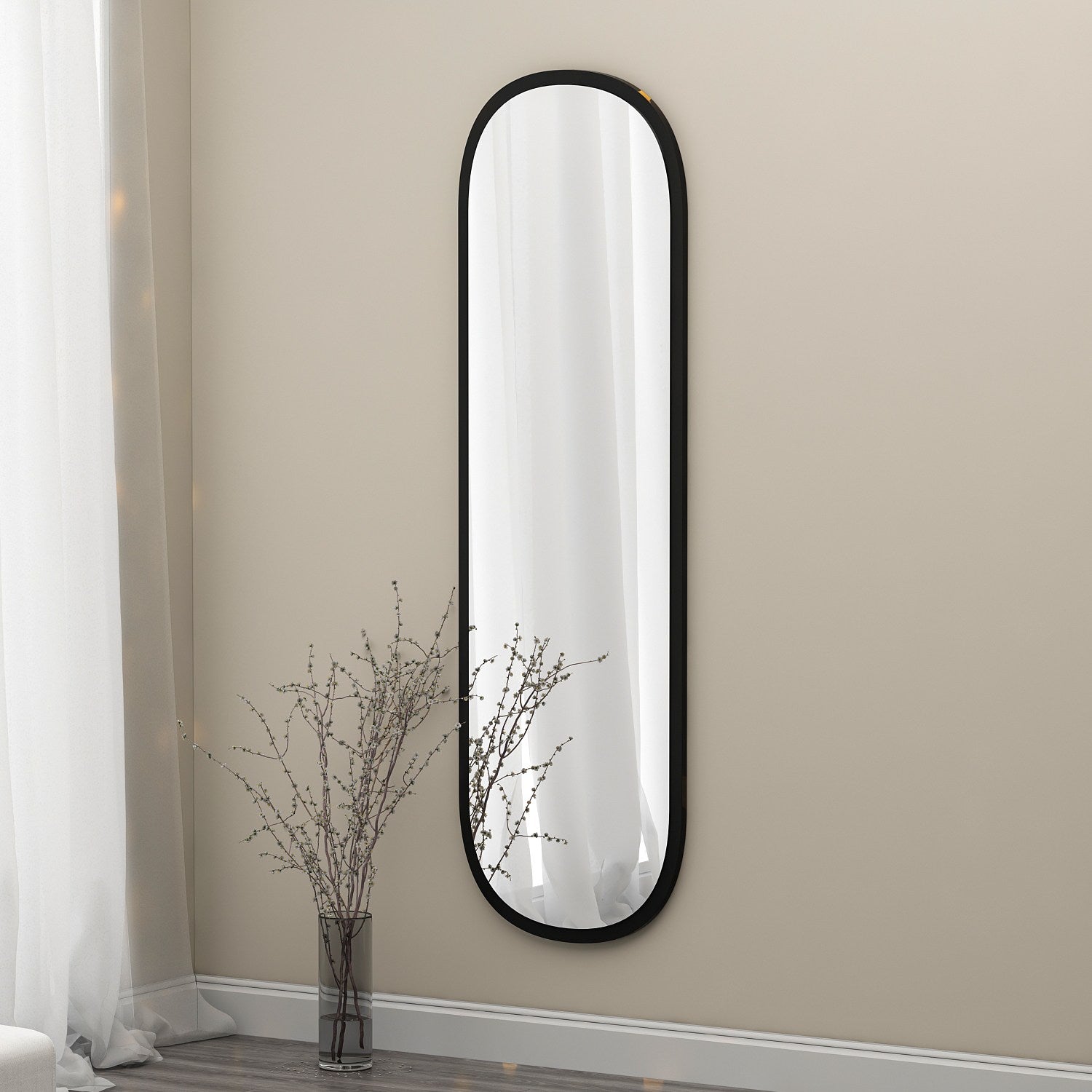 Espelho de parede elegante preto, 40 x 120 x 2,2 cm | 100% MDF, design ecológico Flotal-E | Perfeito para decoração e espaços modernos