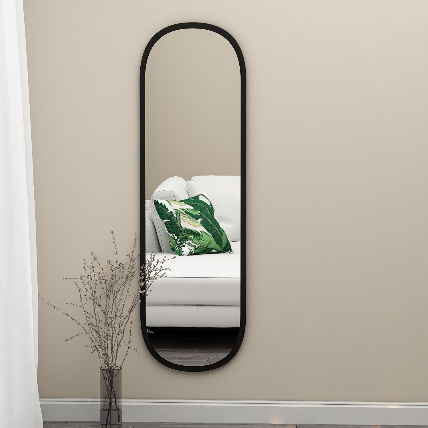 Espelho de parede elegante preto, 40 x 120 x 2,2 cm | 100% MDF, design ecológico Flotal-E | Perfeito para decoração e espaços modernos