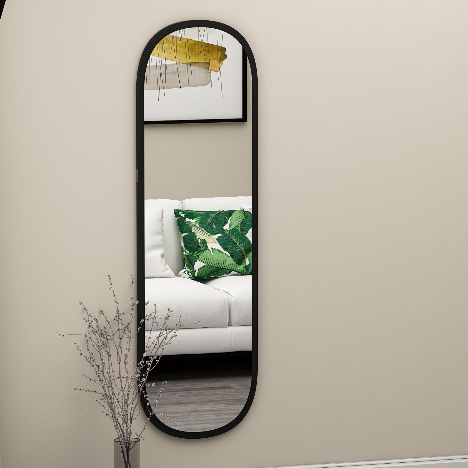 Espelho de parede elegante preto, 40 x 120 x 2,2 cm | 100% MDF, design ecológico Flotal-E | Perfeito para decoração e espaços modernos