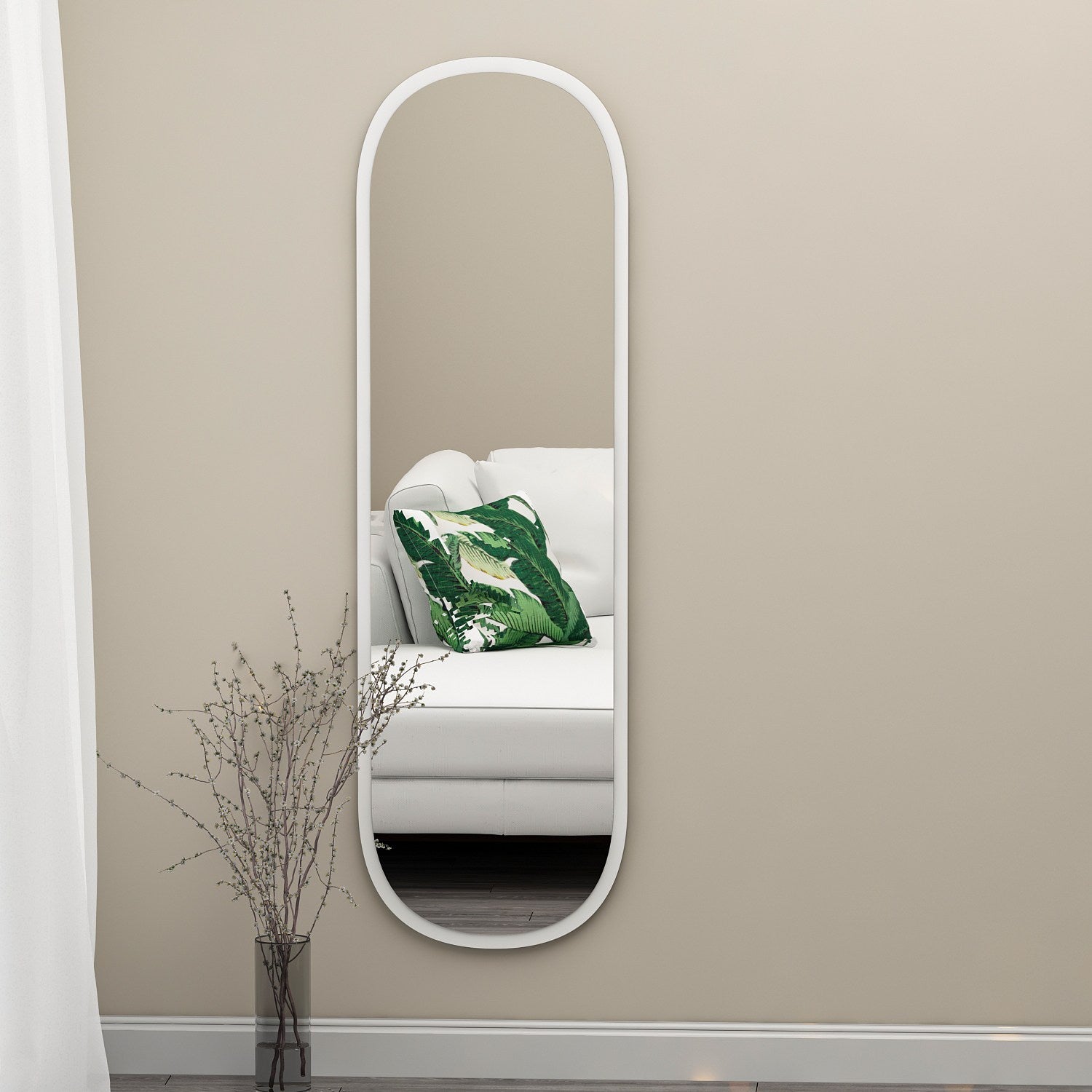 Espelho de Parede Elegante, 40 x 120 cm, 100% MDF, Design Ecológico Flotal-E, Acabamento Branco Elegante | Perfeito para Decoração e Espaços Modernos