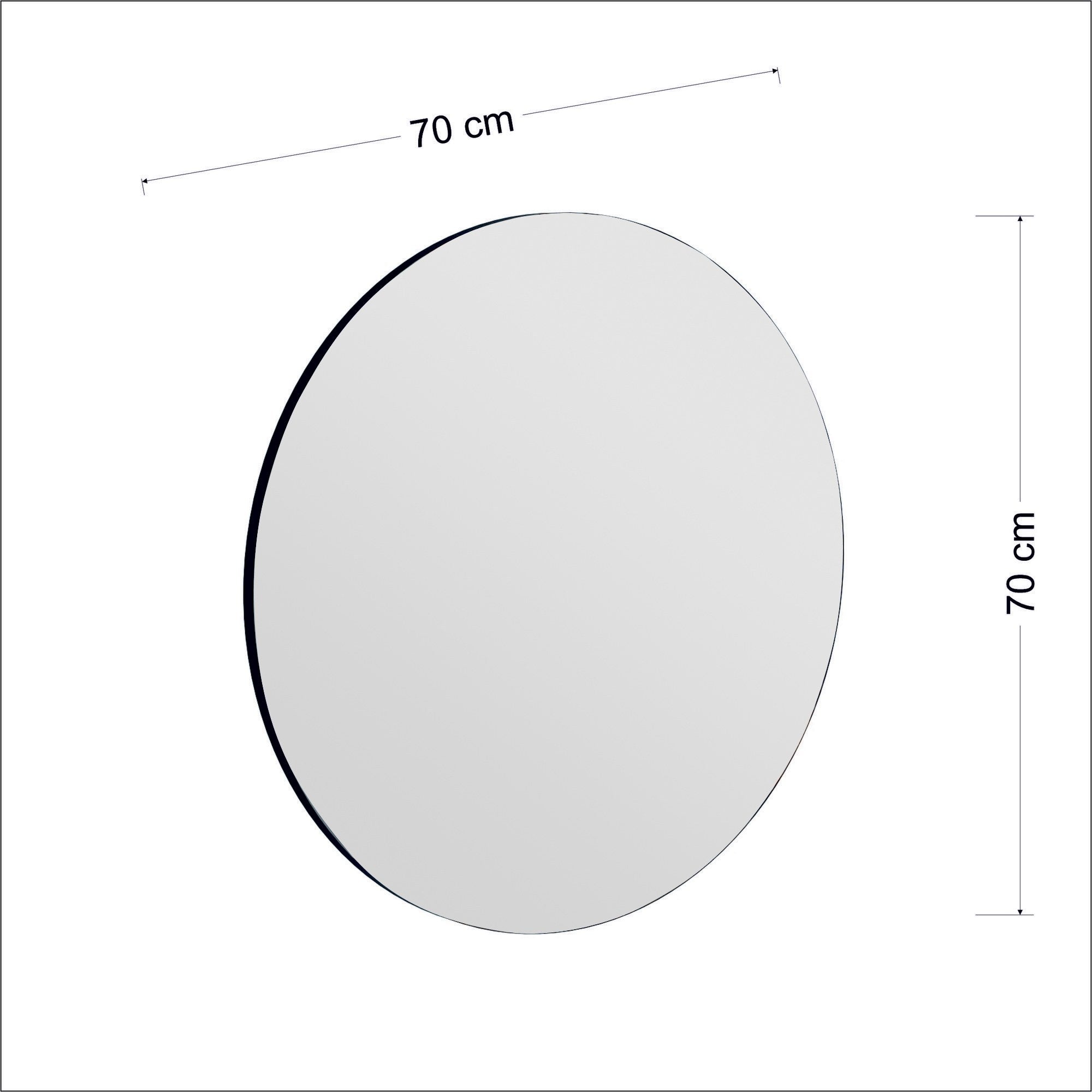 Espelho de parede redondo elegante, 70 cm, preto, 100% MDF, 2,2 cm de profundidade | Design ecológico Flotal-E | Perfeito para decoração e espaços modernos