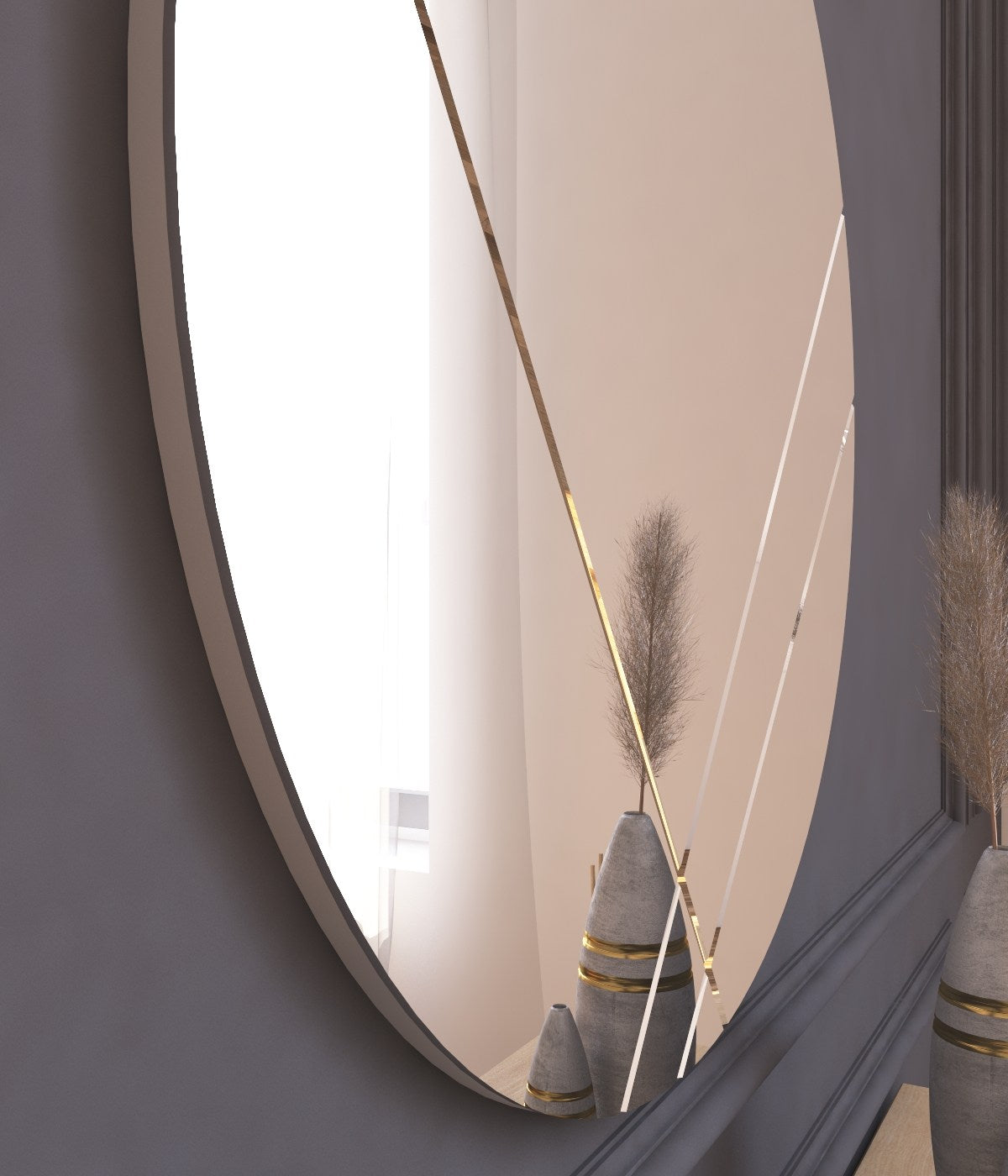 Espelho de parede redondo elegante, 60 cm, branco | 100% MDF, 2,2 cm de profundidade | Design ecológico Flotal-E | Perfeito para decoração e espaços modernos