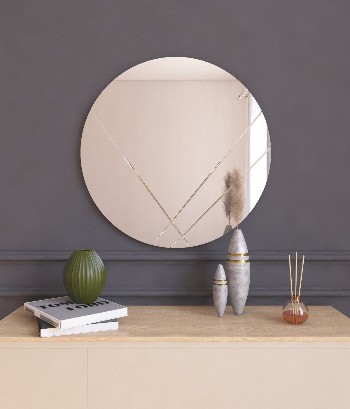 Espelho de parede redondo elegante, 60 cm, branco | 100% MDF, 2,2 cm de profundidade | Design ecológico Flotal-E | Perfeito para decoração e espaços modernos