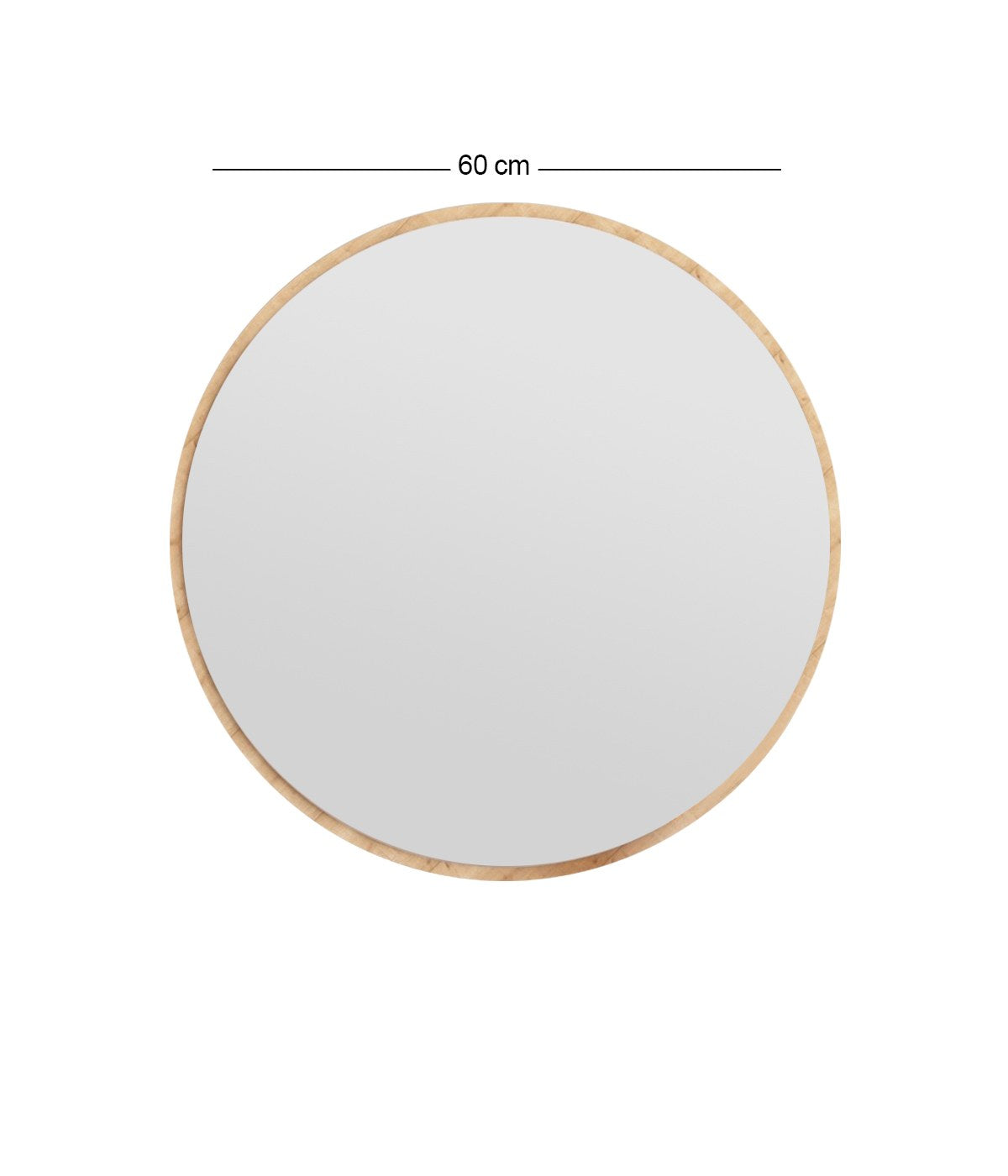 Espelho de Parede Redondo, 60 cm, 100% MDF, Flotal-E Ecológico, Cor Natural | Decoração Elegante e Funcional para Casa e Escritório | Fácil Montagem na Parede