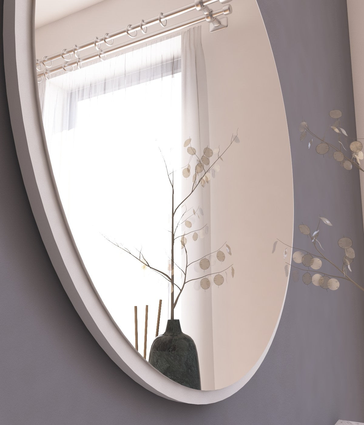 Espelho de parede redondo elegante, 60 cm, branco | 100% MDF, 2,2 cm de profundidade | Design ecológico Flotal-E | Perfeito para decoração e espaços modernos