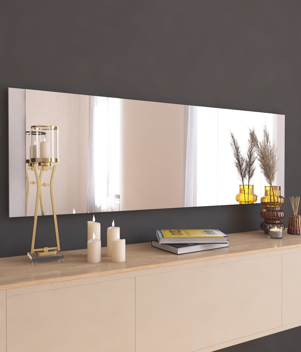 Espelho de Parede Elegante, 40 x 120 cm, 100% MDF, Flotal-E Ecológico, Acabamento Branco | Perfeito para Decoração Moderna e Espaços Funcionais
