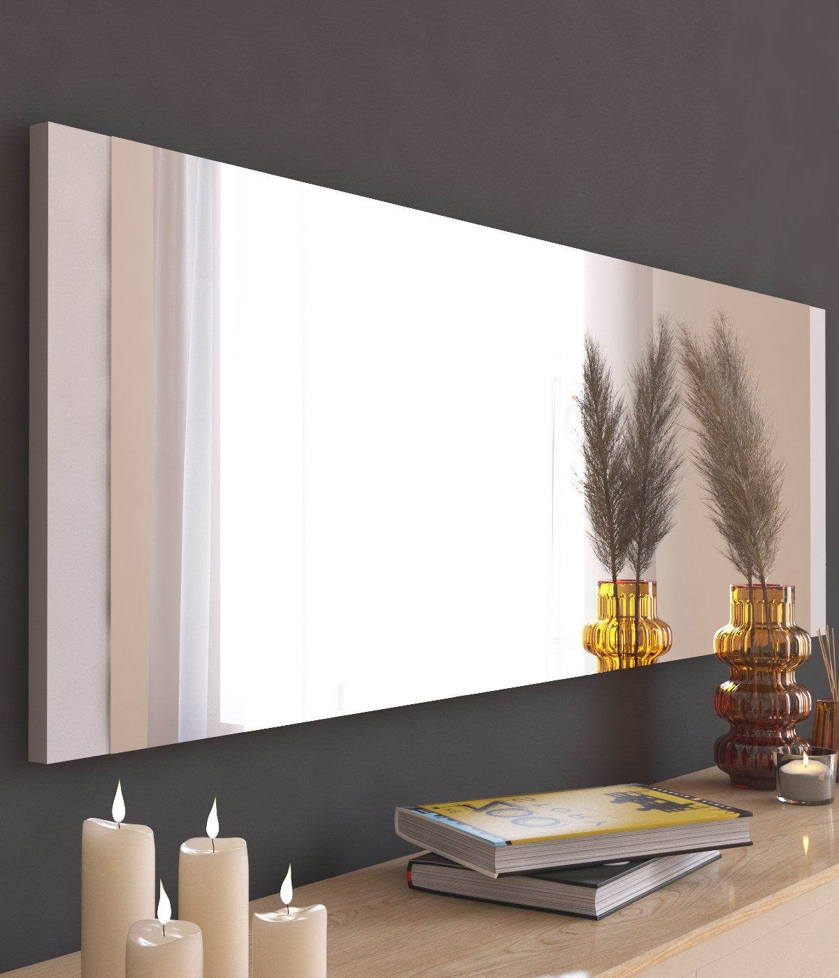 Espelho de Parede Elegante, 40 x 120 cm, 100% MDF, Flotal-E Ecológico, Acabamento Branco | Perfeito para Decoração Moderna e Espaços Funcionais